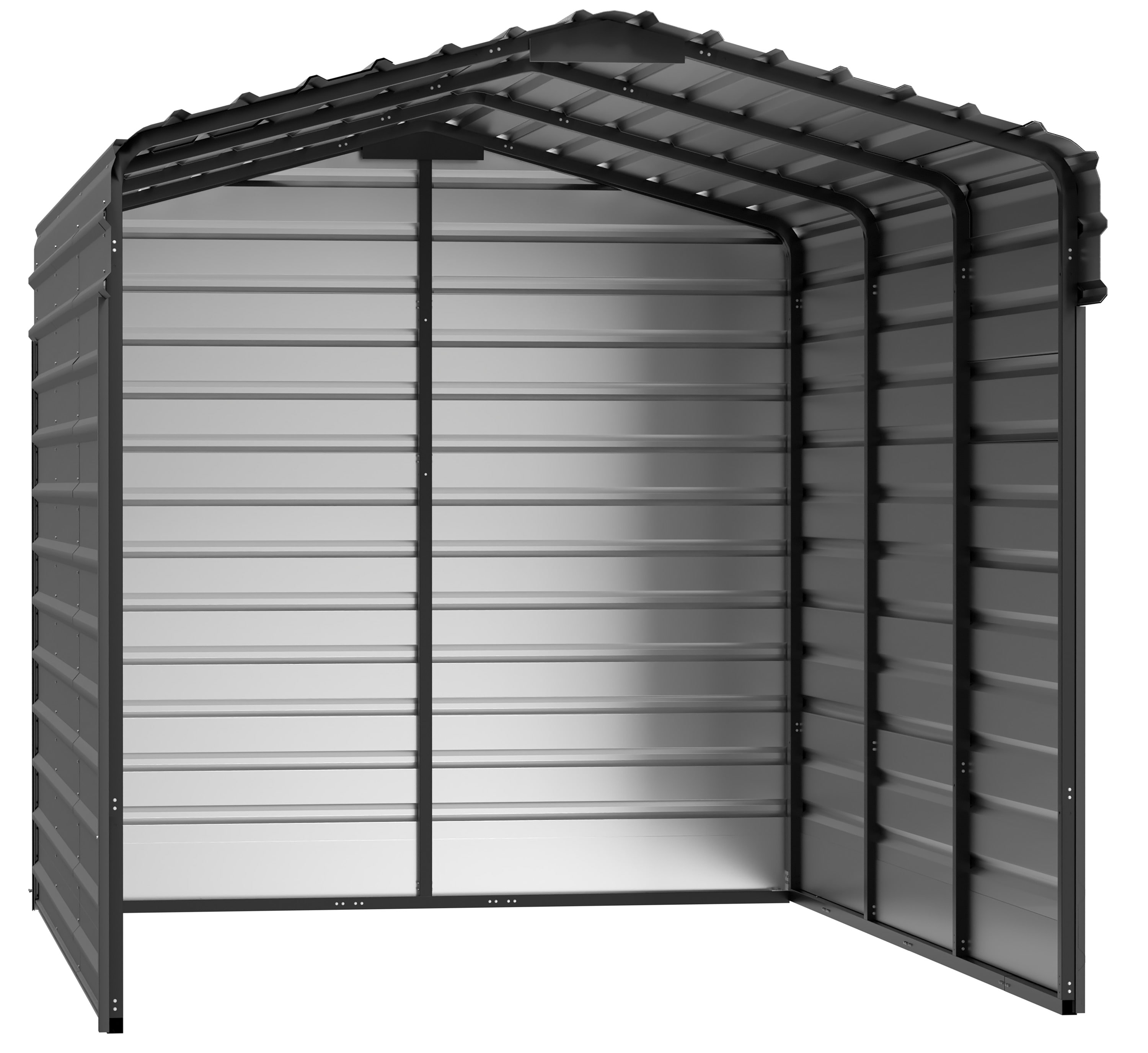Arrow CPHC101509ECL3 10-ft W x 15-ft L x 9-ft H Charcoal with 3 Wall Kits Metal Carport with Metal Roof