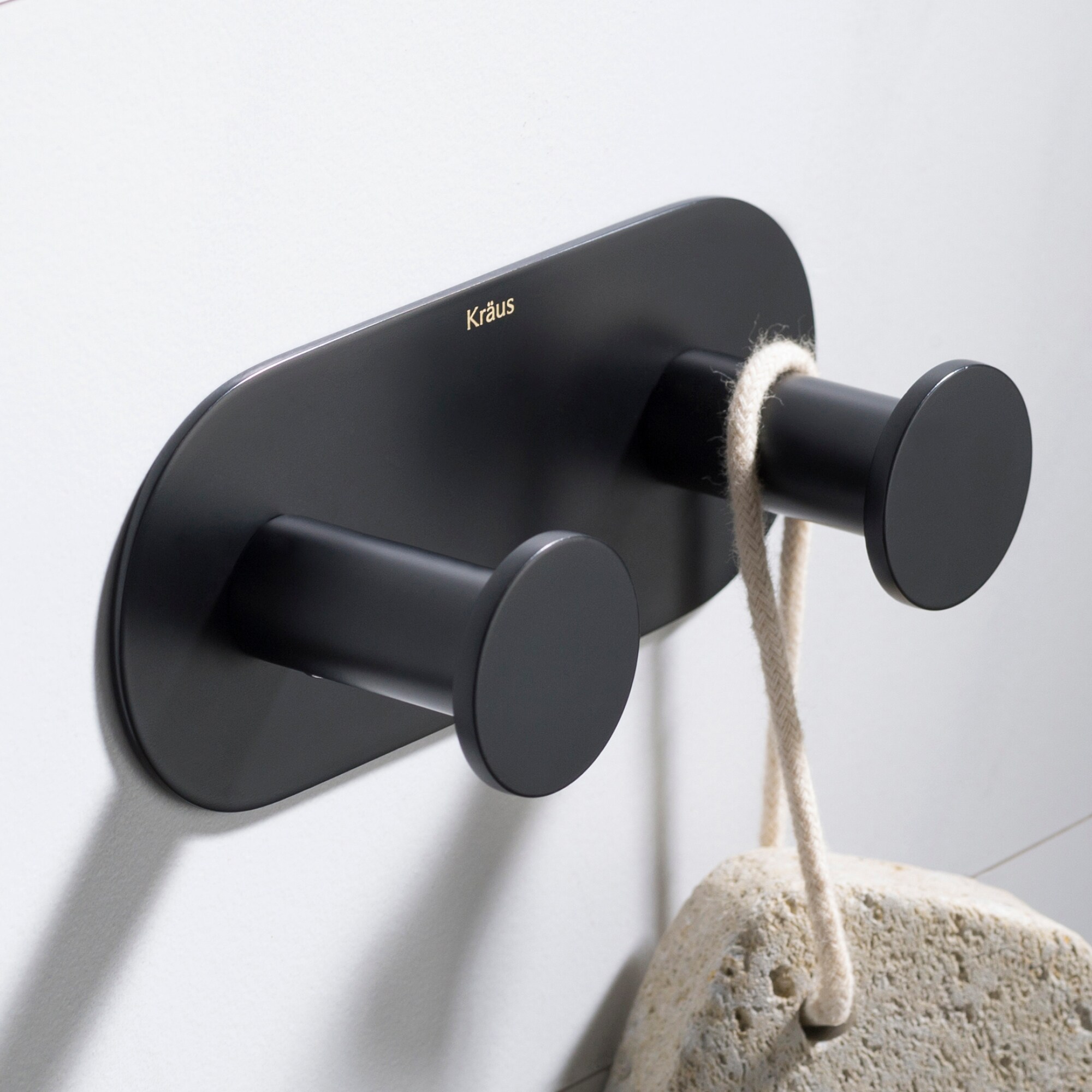 Kraus Elie Matte Black Double-Hook Wall Mount Towel Hook in the Towel ...