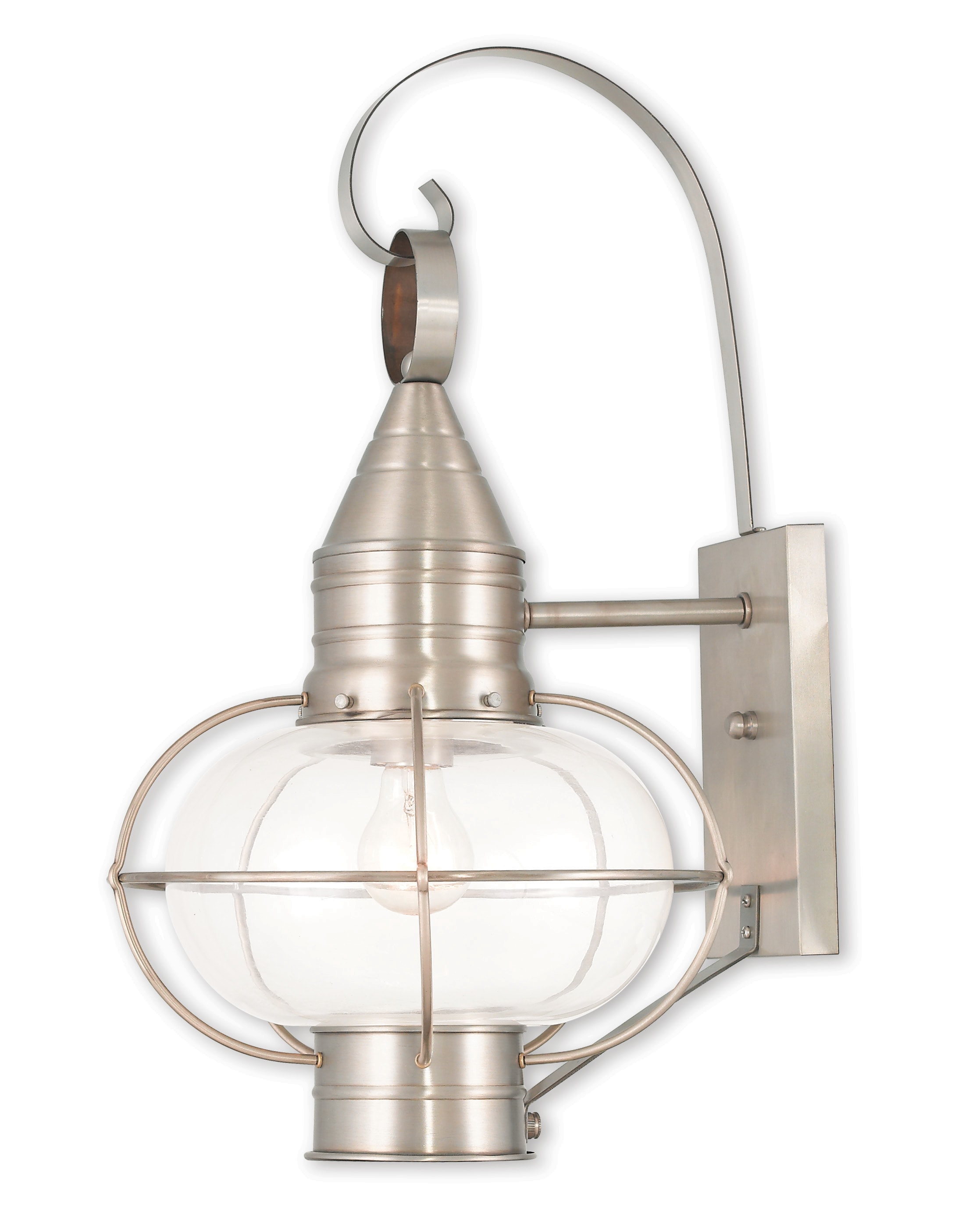 Livex Lighting 26904-91 Newburyport 1 -Light 20.5-in H Brushed Nickel Hardwired Outdoor Wall Light