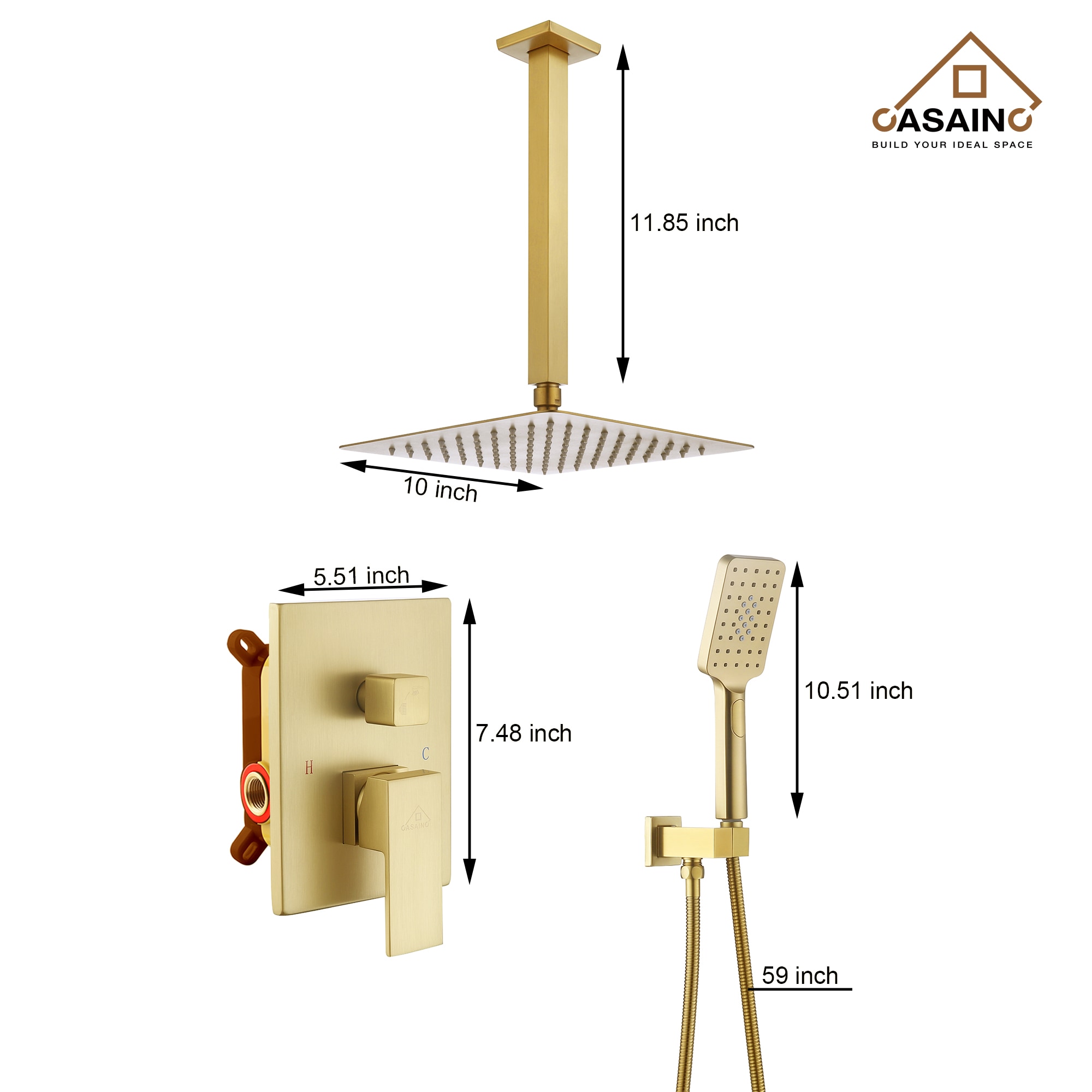 CASAINC MCS96-BG Showerhead-Bar-Panels - View #2