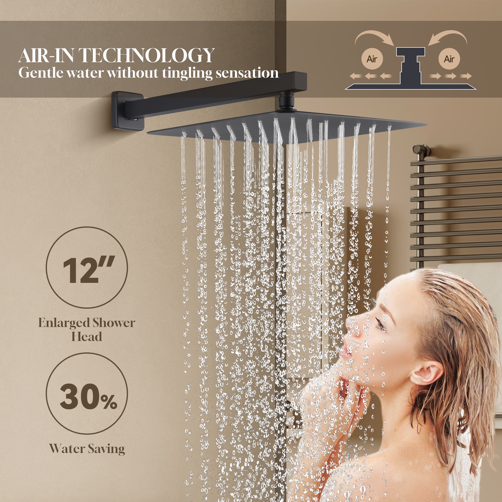 CASAINC CS6077-MB Showerhead-Bar-Panels - View #2