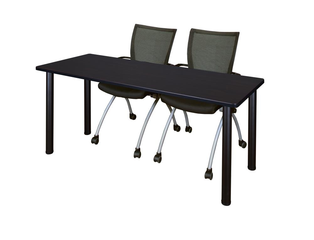 Regency MT7224MWBPBK09BK Training Brown 4-Person Training Table (72-in W x 29-in H)