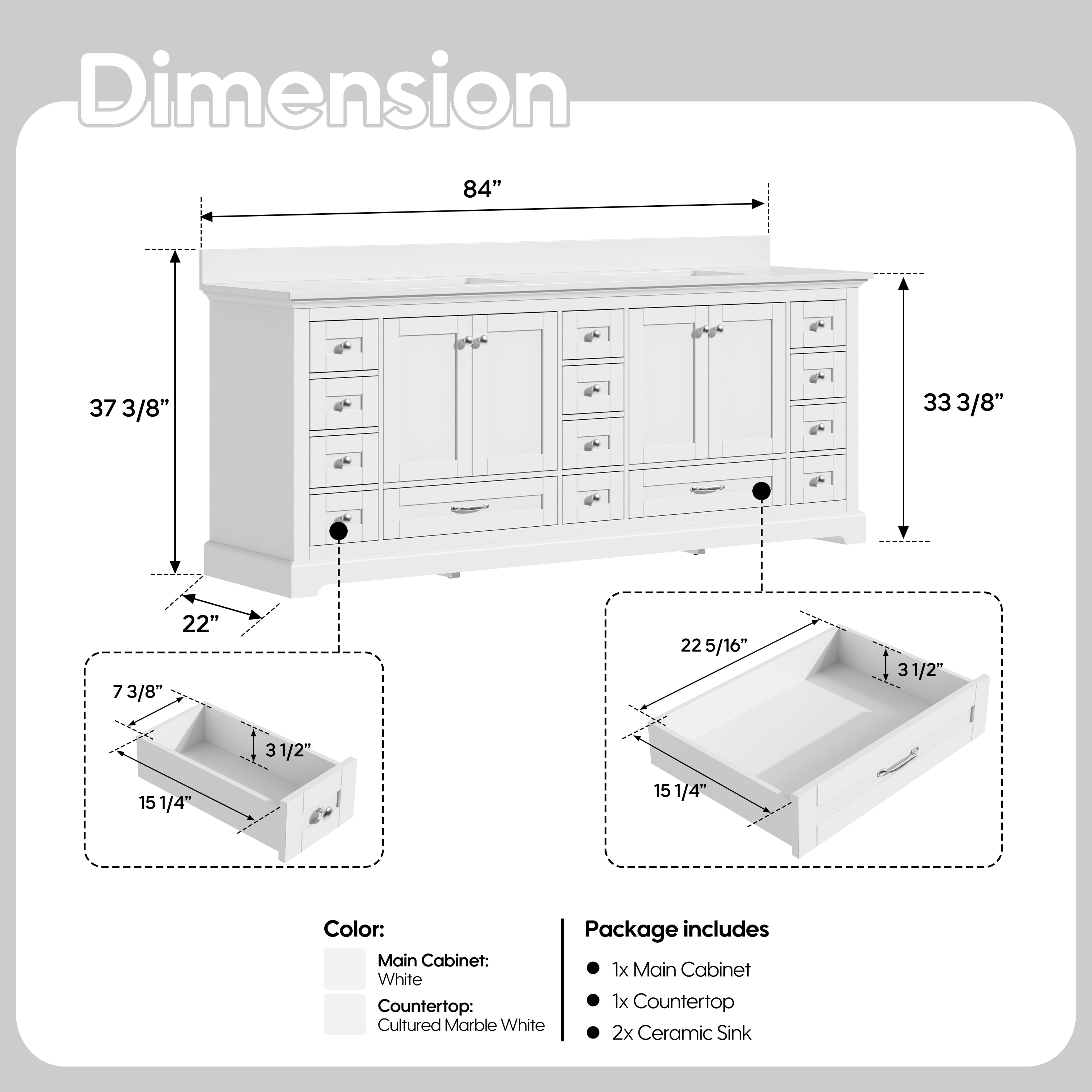 WELLFOR EX-BV60BR Bath-Vanity-Combo - View #6