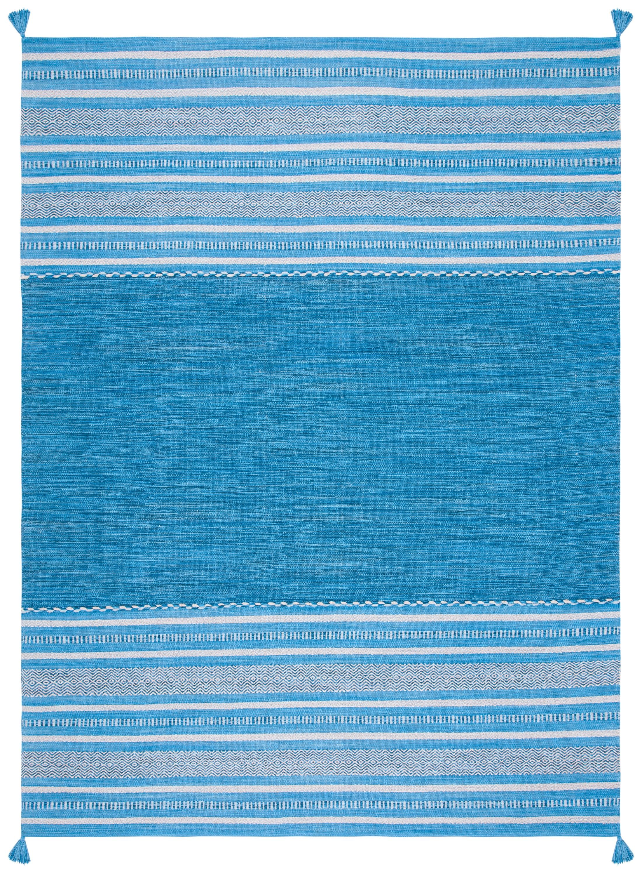 Safavieh MTK215M-8 Montauk Binalong 8 x 10 (ft) Cotton Blue/Gray Rectangular Indoor Stripe Farmhouse/Cottage Area rug