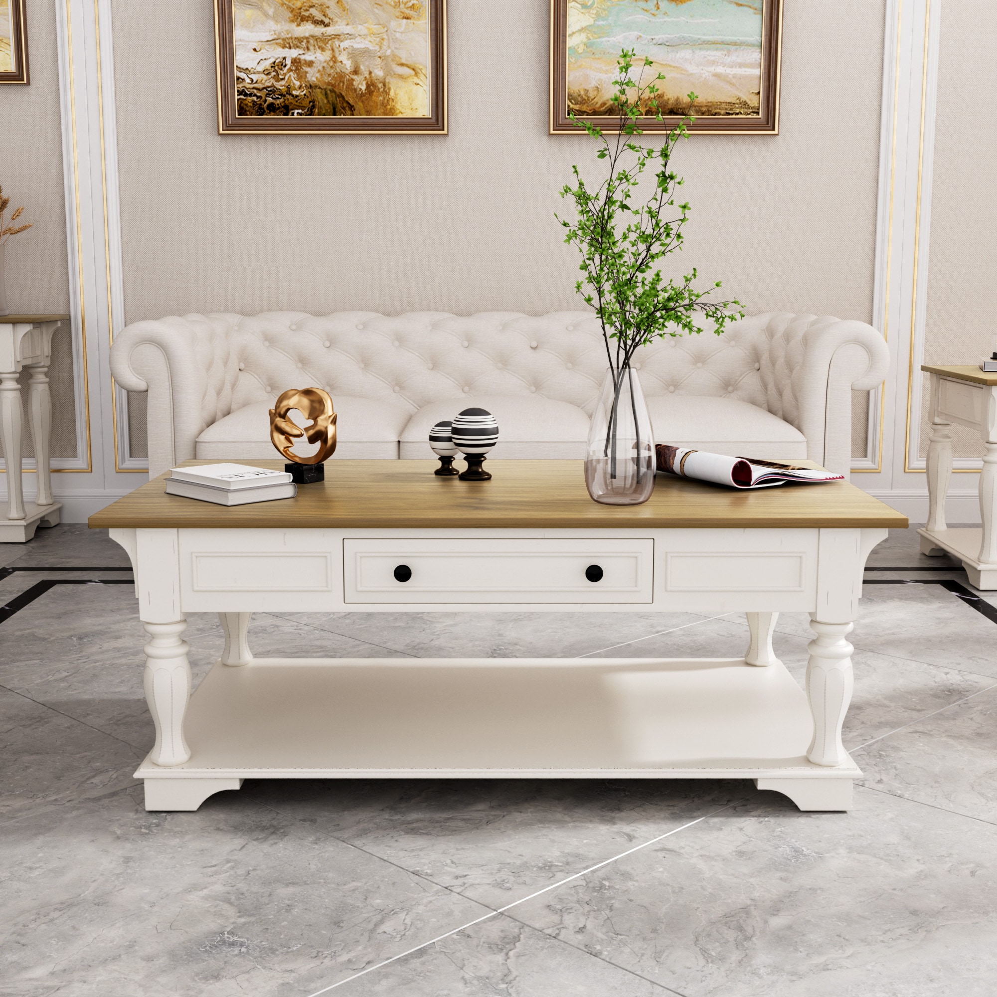 JEAREY SRJY-MB Coffee table Burlywood Walnut MDF Country Coffee Table with Storage