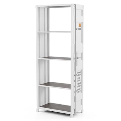 Furniture of America Ansinne Sand White Metal 4-Shelf Bookcase (26.38-in W x 64.38-in H x 14-in D) Lowes.com