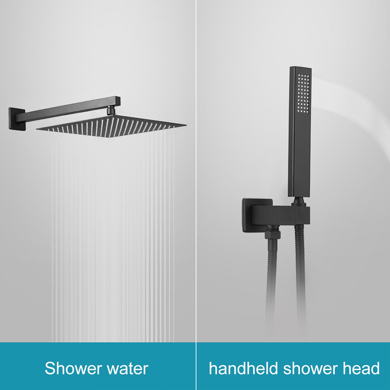 BWE A-95012 Shower Faucet Matte Black 1-handle Multi-function Square ...