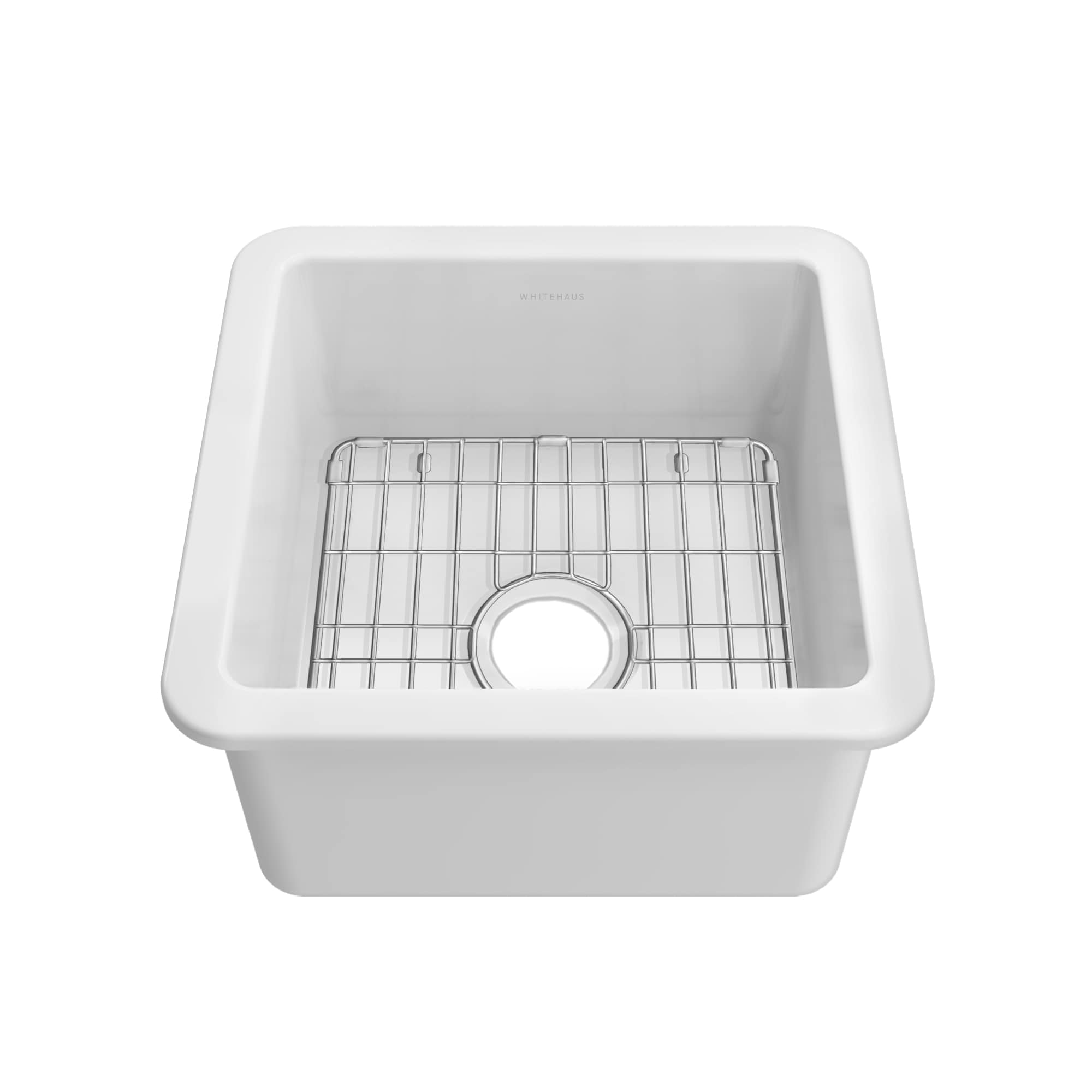 Whitehaus Collection WHUF1818 Undermount orDrop-in Fireclay Kitchen Sinks with Stainless Steel Grid Included