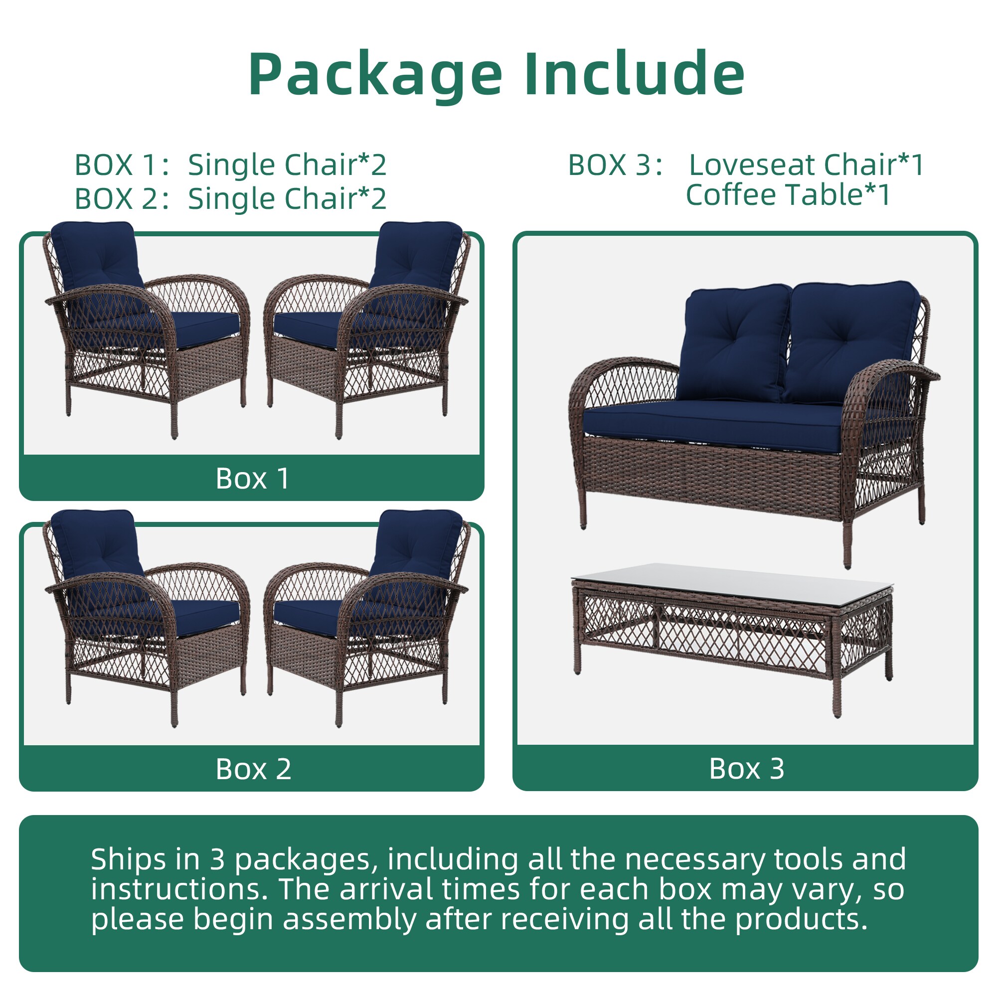 UPHA LHBR-2AB-NAVYBLUE Patio-Conversation-Sets - View #7