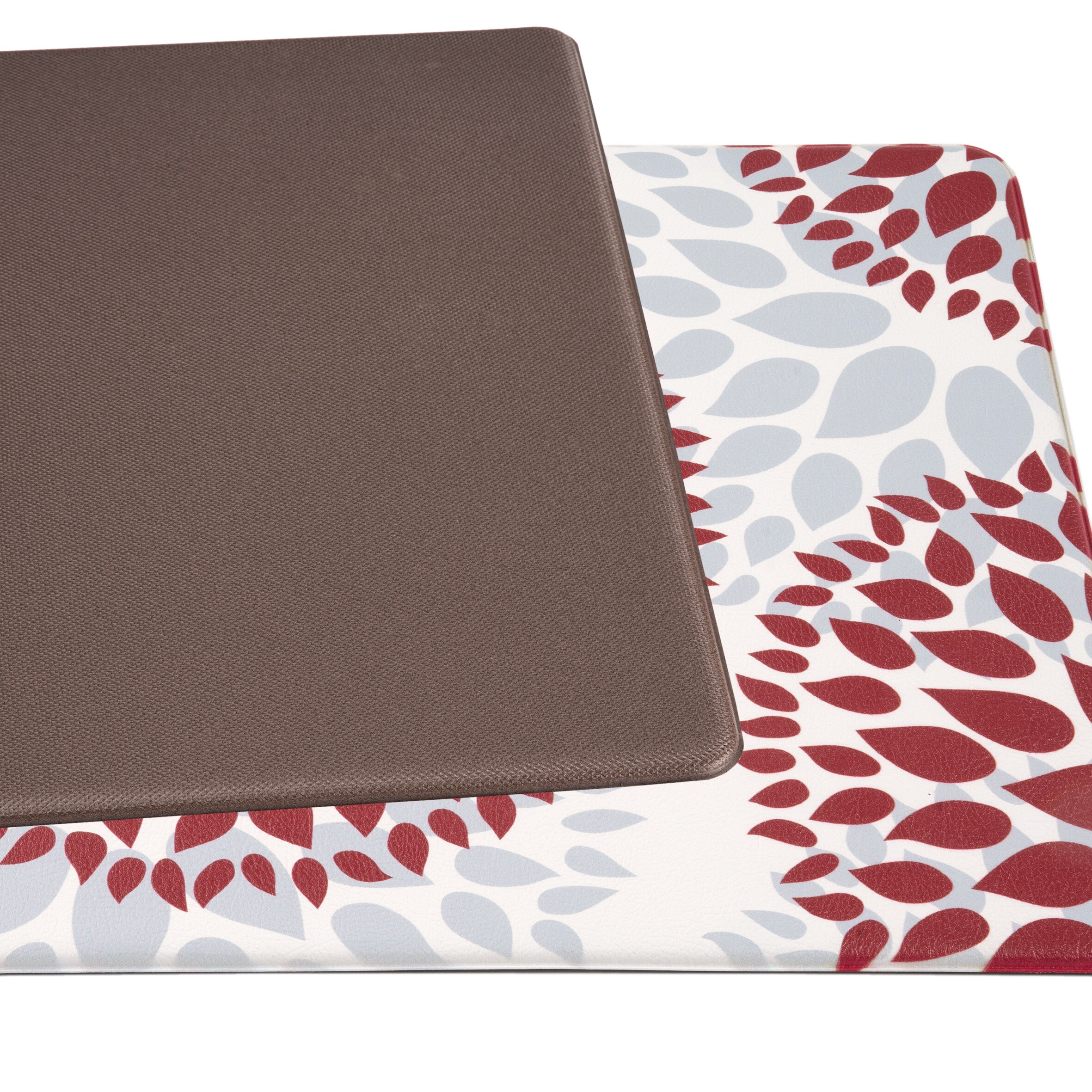 Red and White Modern Floral Anti-Fatigue Standing Mat 18" x 47"