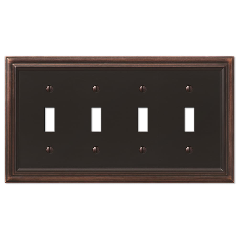 Amerelle 94T4VB Continental 4 -Gang Specialty Size Aged Bronze Metal Indoor Toggle Wall Plate
