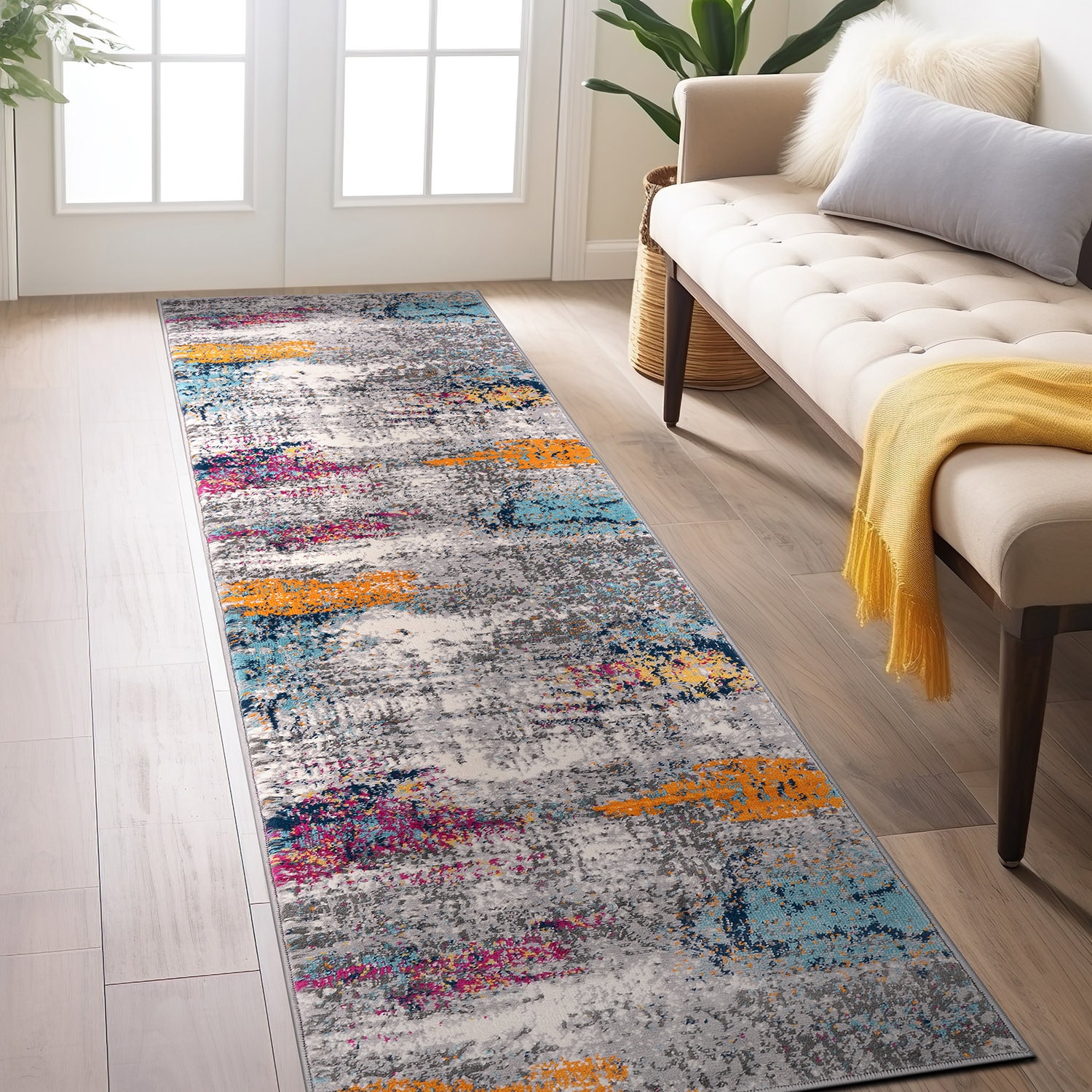 World Rug Gallery 4051MULTI2X7 2 x 7 (ft) Loomed Polypropylene Multi Rectangular Indoor Abstract Vintage Runner rug