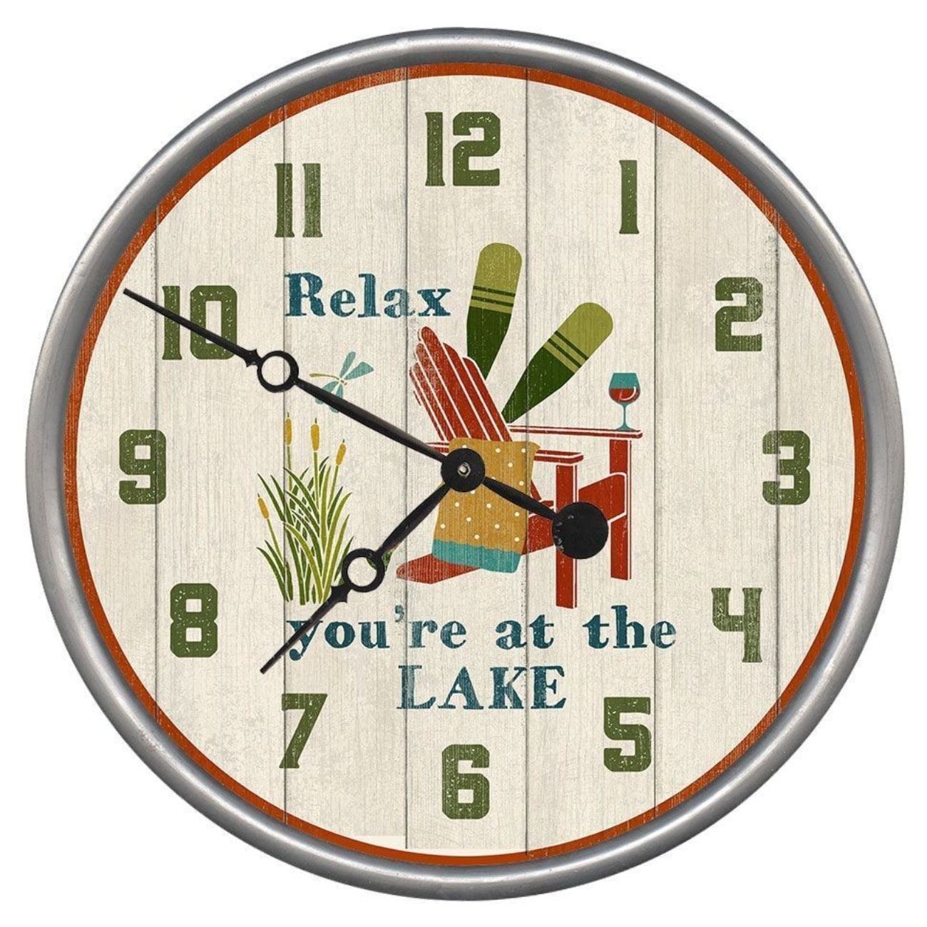 HomeRoots 4000401562 18 inc Rustic Relax at the Lake Wall Clock