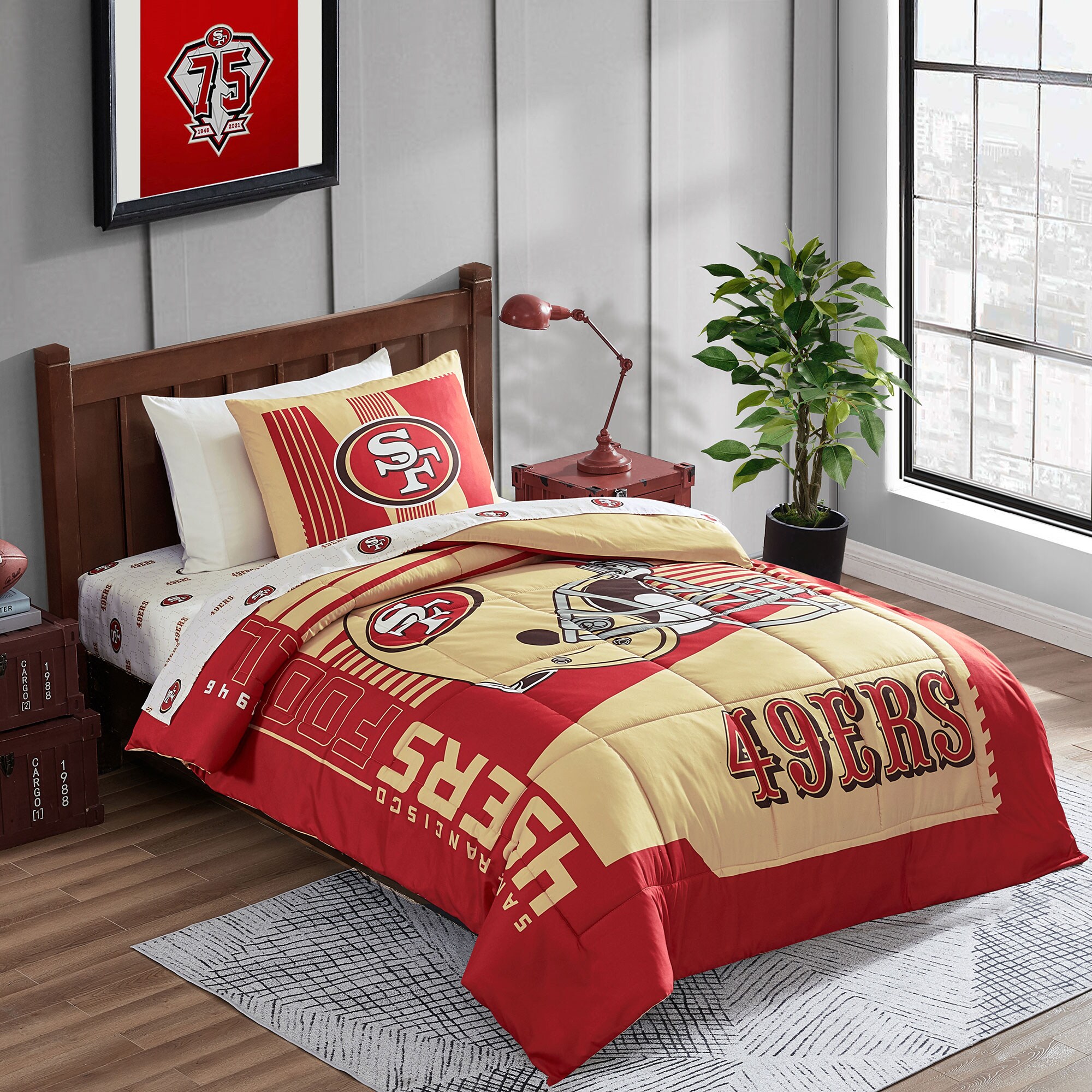 Cathay Sports San Francisco 49ers 4-Piece 49Ers Red/49Ers Gold Twin/Twin Xl  Bundle Set in the Bedding Sets department at