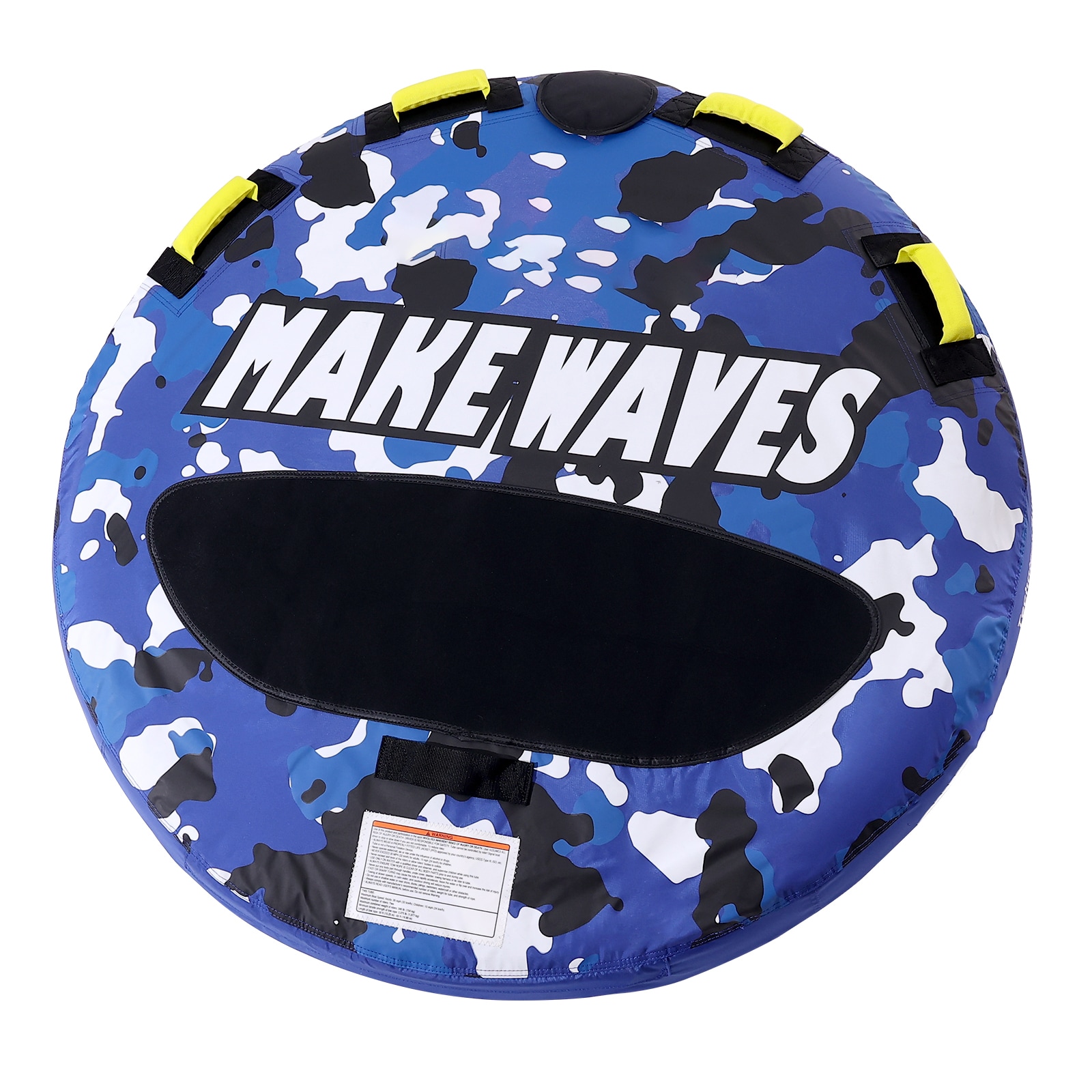 VEVOR SCCQTLPDYX2R01821V0 Towable Tube for Boating  340 lbs  1-2 Riders Inflatable Boat Tubes and Towables  51.8in Round Water Sport Towable Tube for Boat to Pull  Full Nylon Cover  EVA Grab Handles and Speed Safety Valve