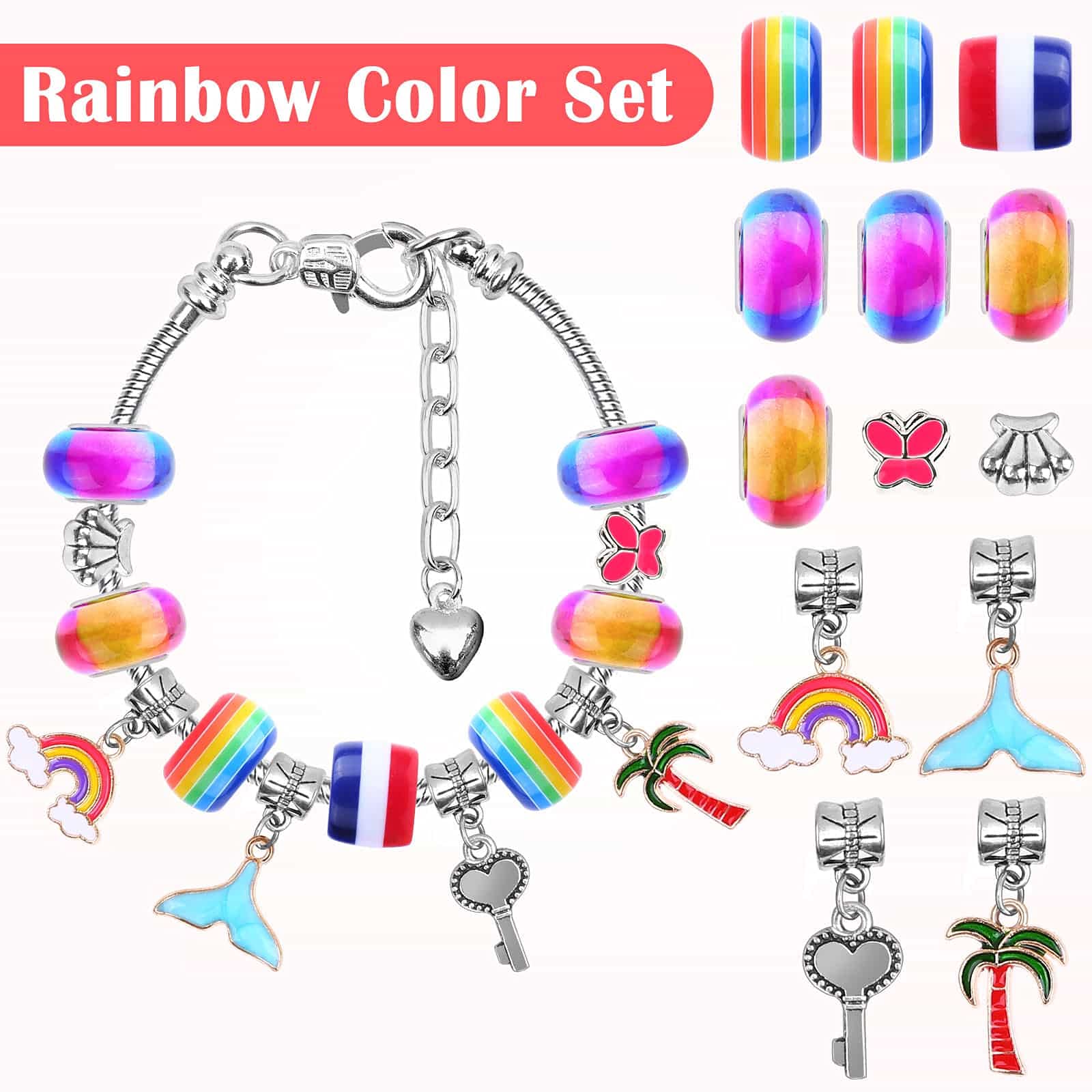 SenQWFa DIY Charm Bracelet Making Kit 85 Pieces Adjustable Snake Chain ...