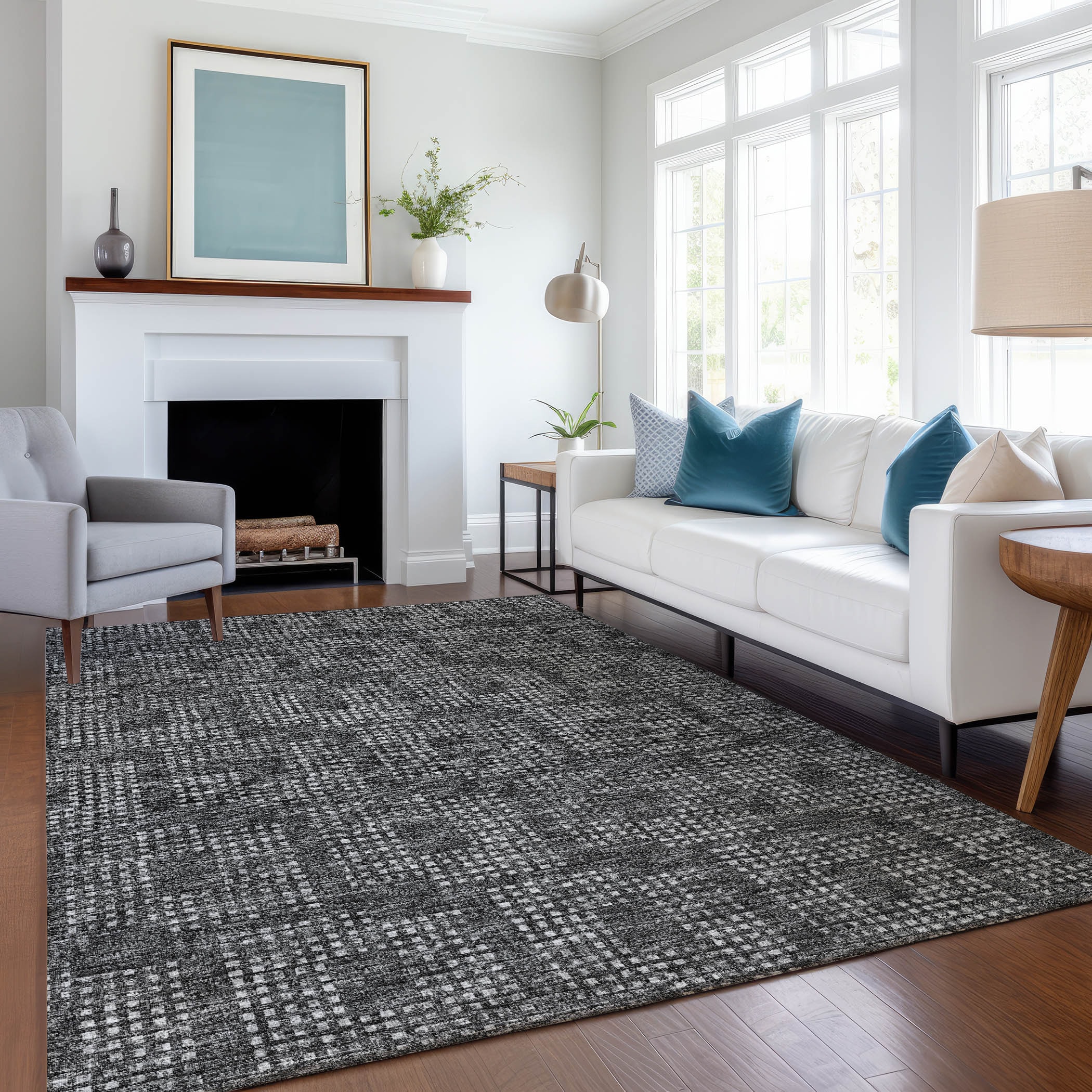 Addison Rugs AMF33BK8X10 Mayfield AMF33BK 8 x 10 (ft) Loomed Polyester Black Rectangular Indoor Abstract Machine washable Area rug