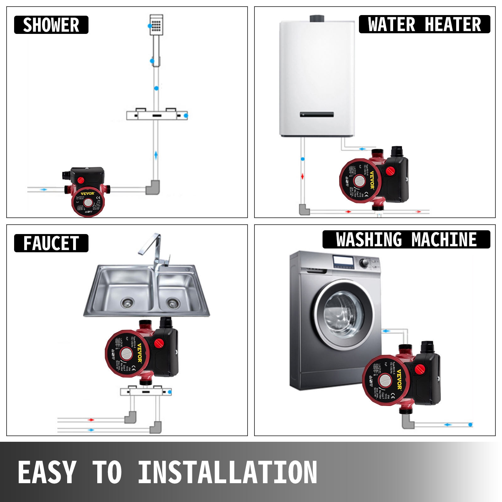 93W Red Aluminum Water Circulation Pump with Brass Fittings