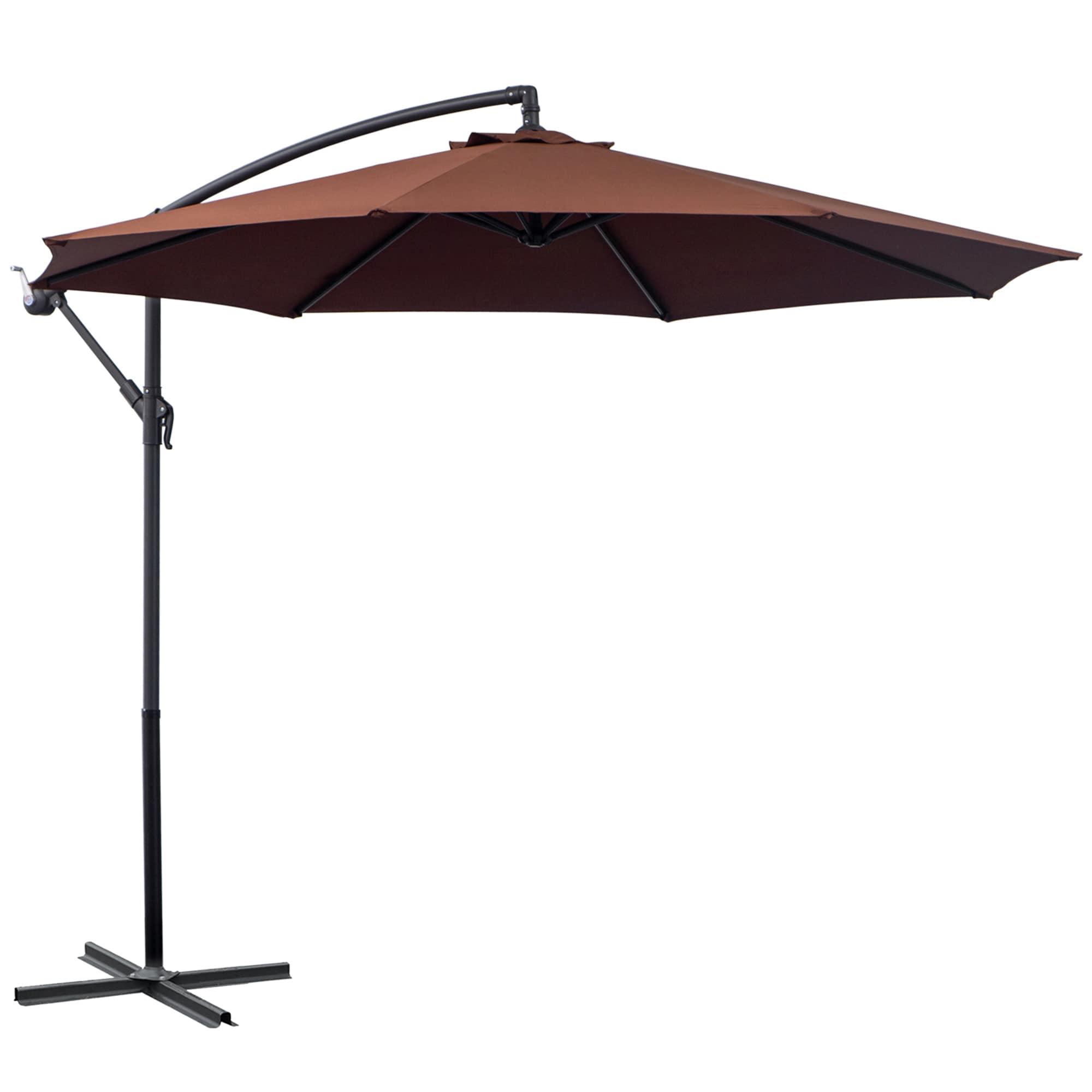 Tatayosi P-DJ-17530 Brown Cantilever Hanging Tilt Offset Patio Umbrella with Sturdy Stand