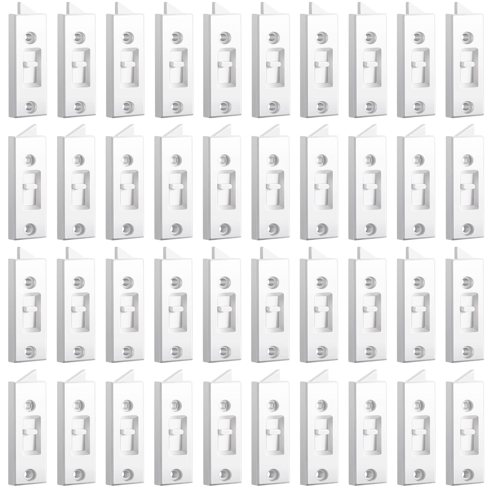LAIFUCAM  Window Latch Locks Plastic Spring Loaded Sliding Lock Replacement 2 Inch Hole Center Spacing White 40 Pieces durable home and garden