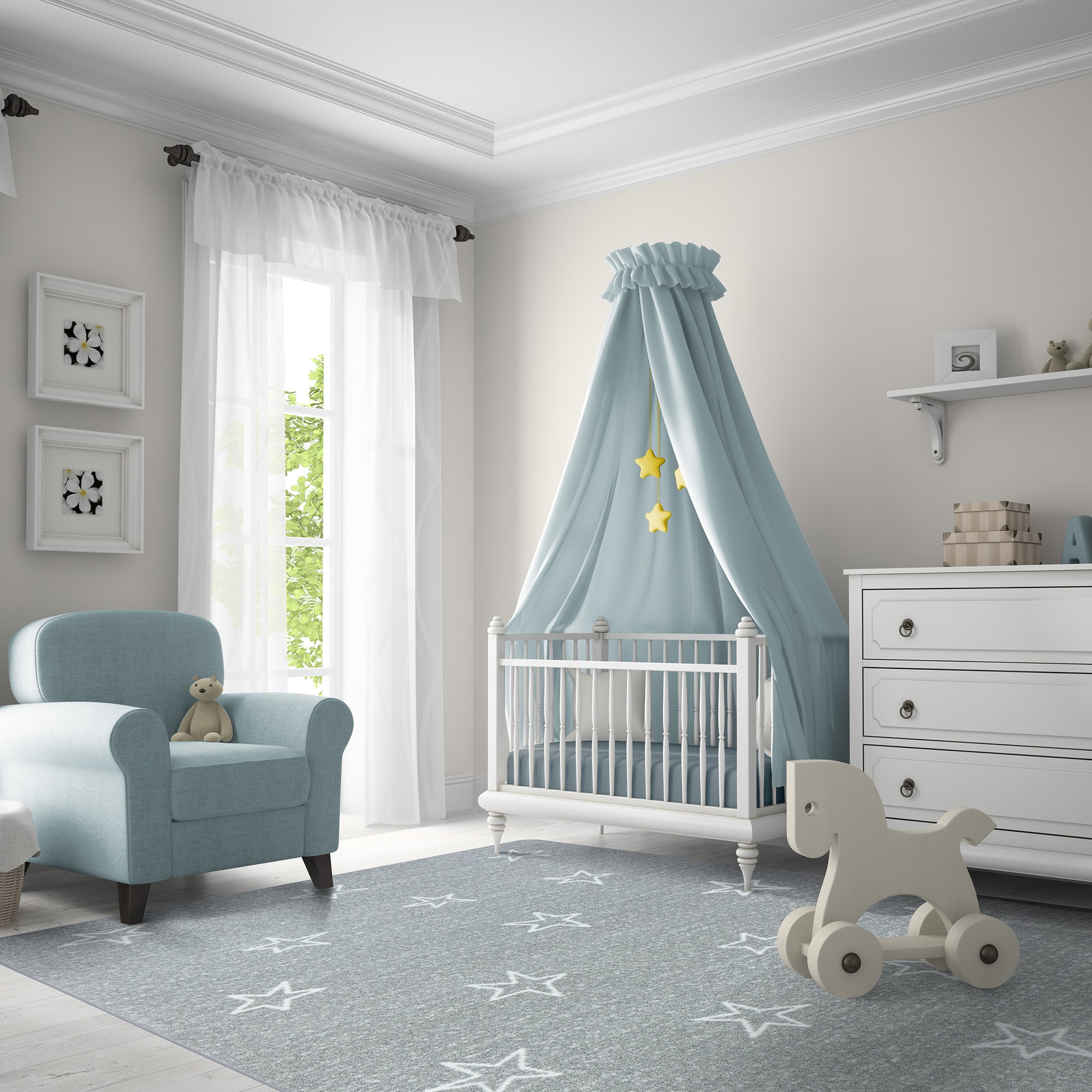 Joy Carpets 2117B-02 Claremont Kids 4 x 5 (ft) Tufted Nylon Cloudy Rectangular Indoor Area rug