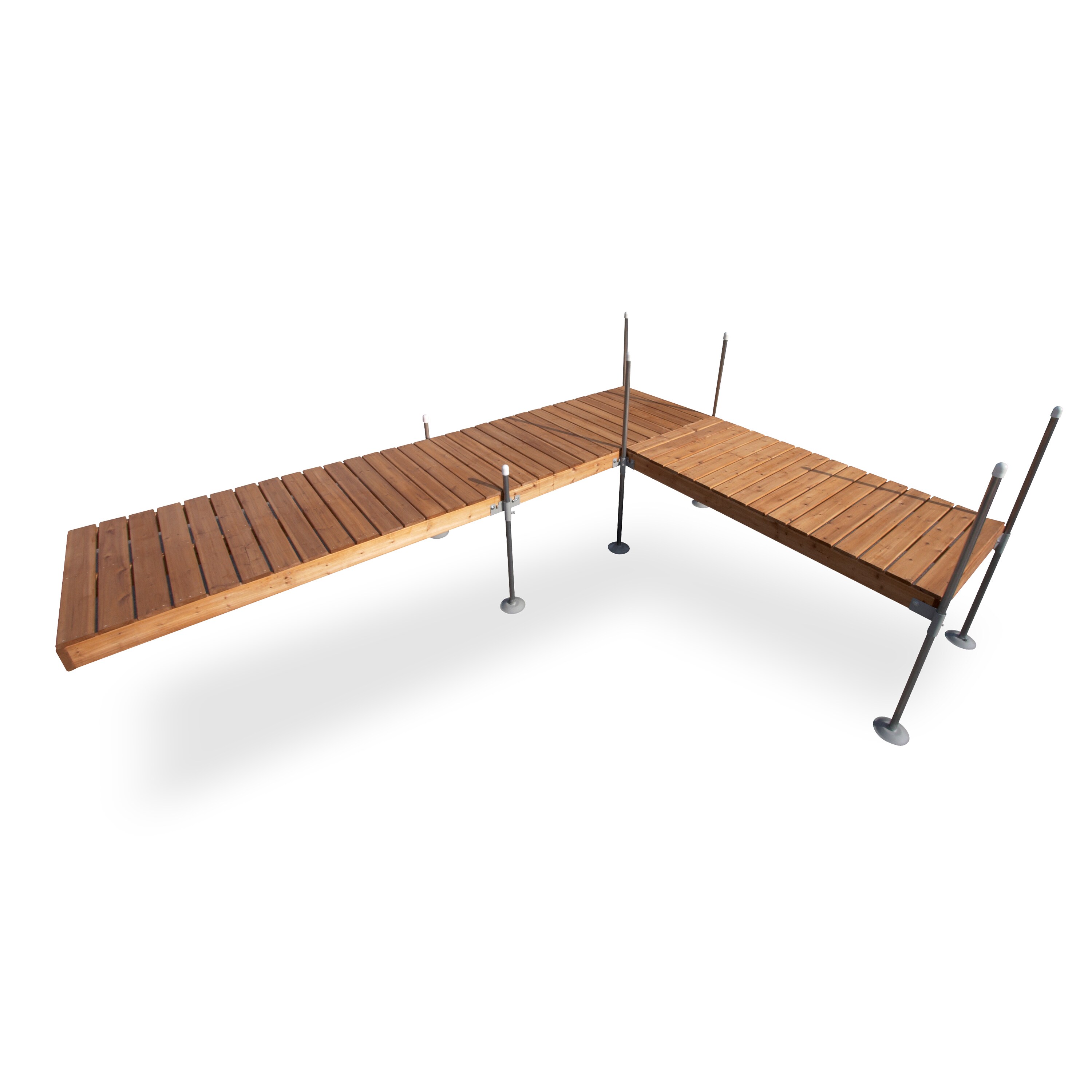 Tommy Docks TDL-40033 16' L-Shaped Boat Dock System with Cedar Frame and Decking Complete Dock Package