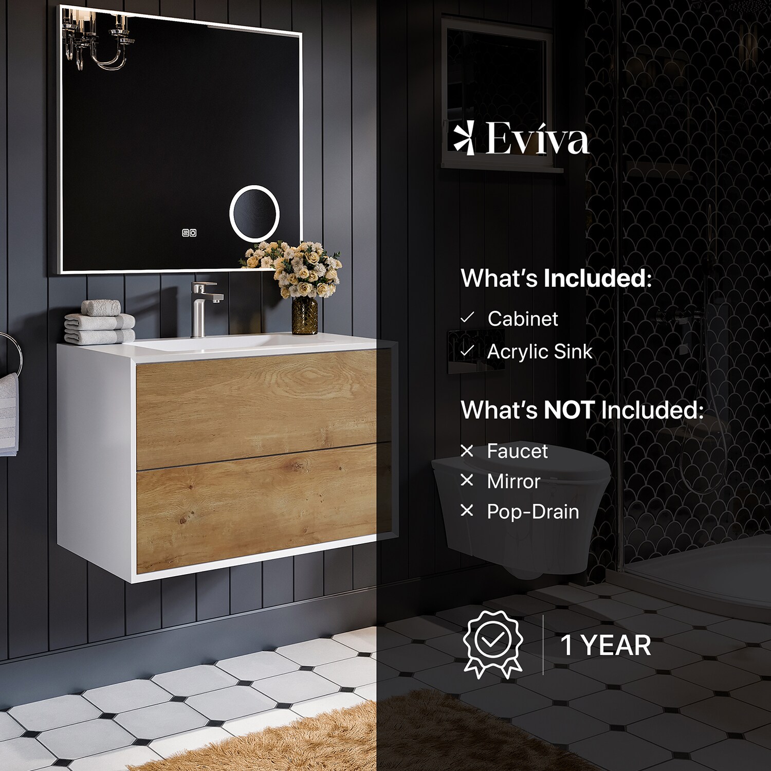Eviva EVVN777-36OAK-WH Bath-Vanity-Combo - View #7