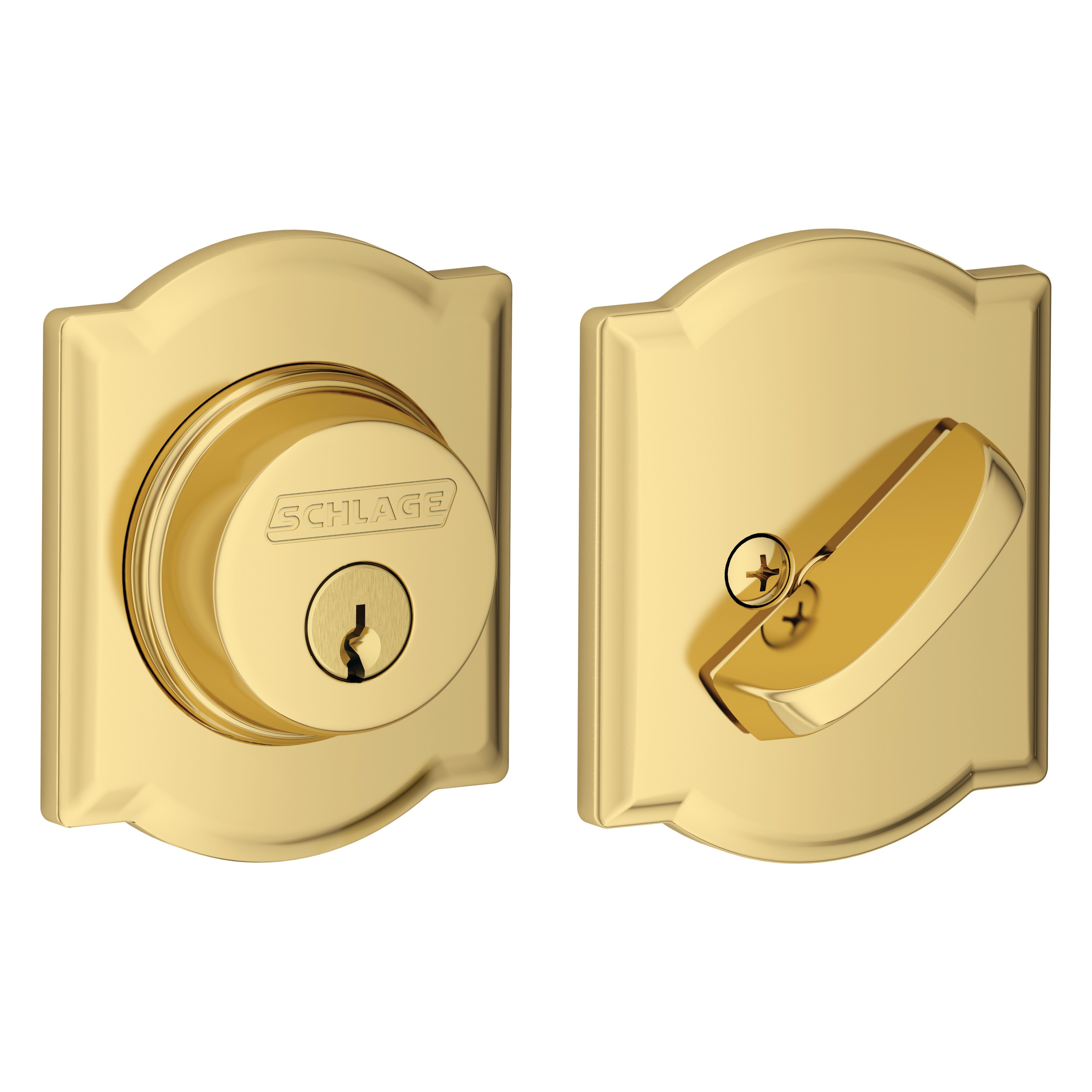 Schlage B60 CAM 505 B60 Camelot Camelot Bright Brass Single Cylinder Deadbolt