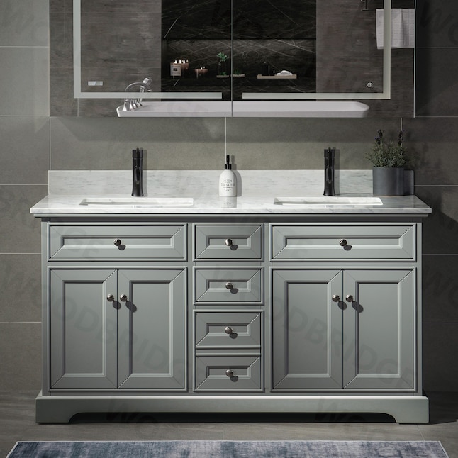 Woodbridge 60-in Gray with Nickel Trim Undermount Double Sink Bathroom ...
