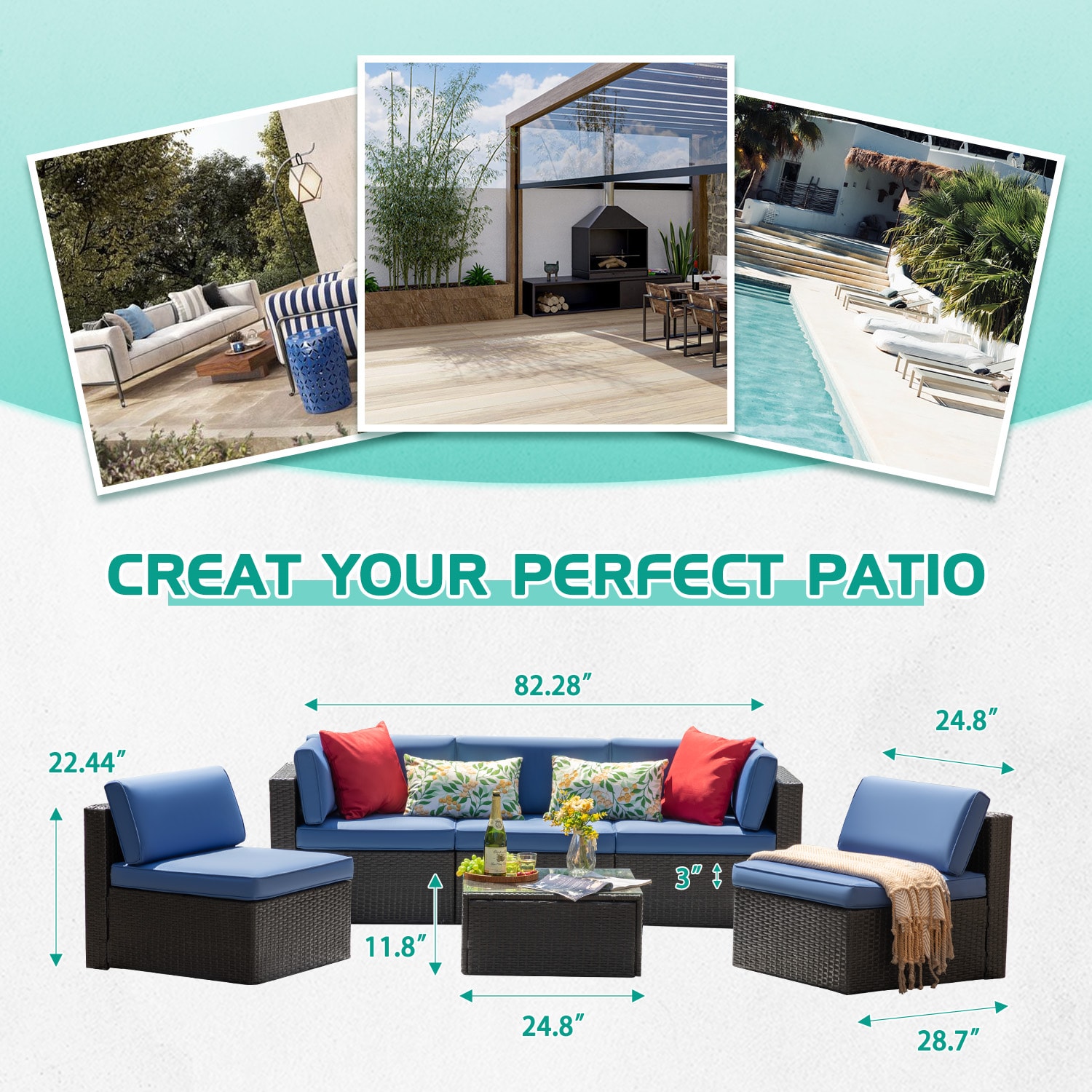 Vineego LS-TBSF2C3A1TDBU Patio-Conversation-Sets - View #6