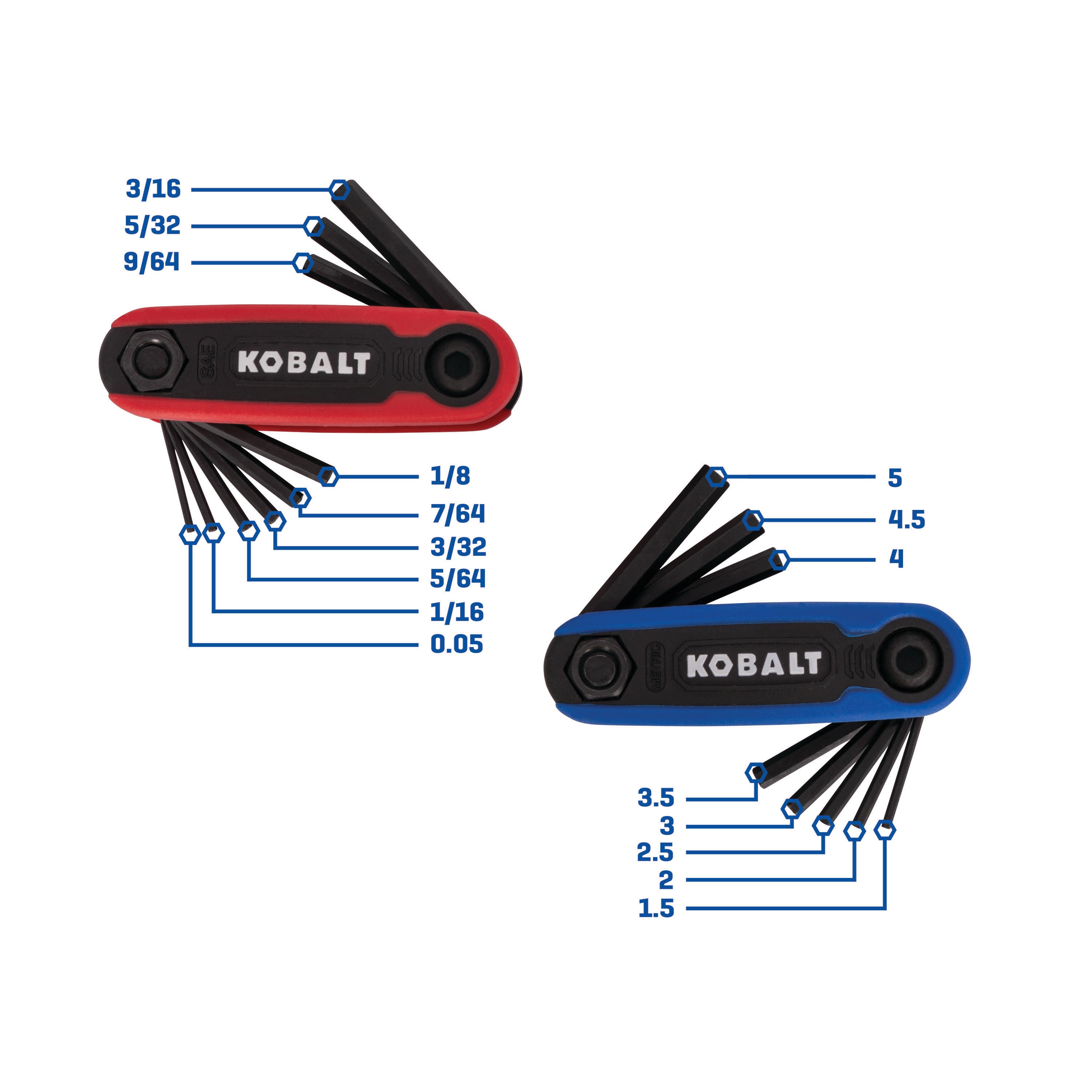 17-Pieces Kobalt Assorted Standard (SAE) and Metric Combination Hex Key Set