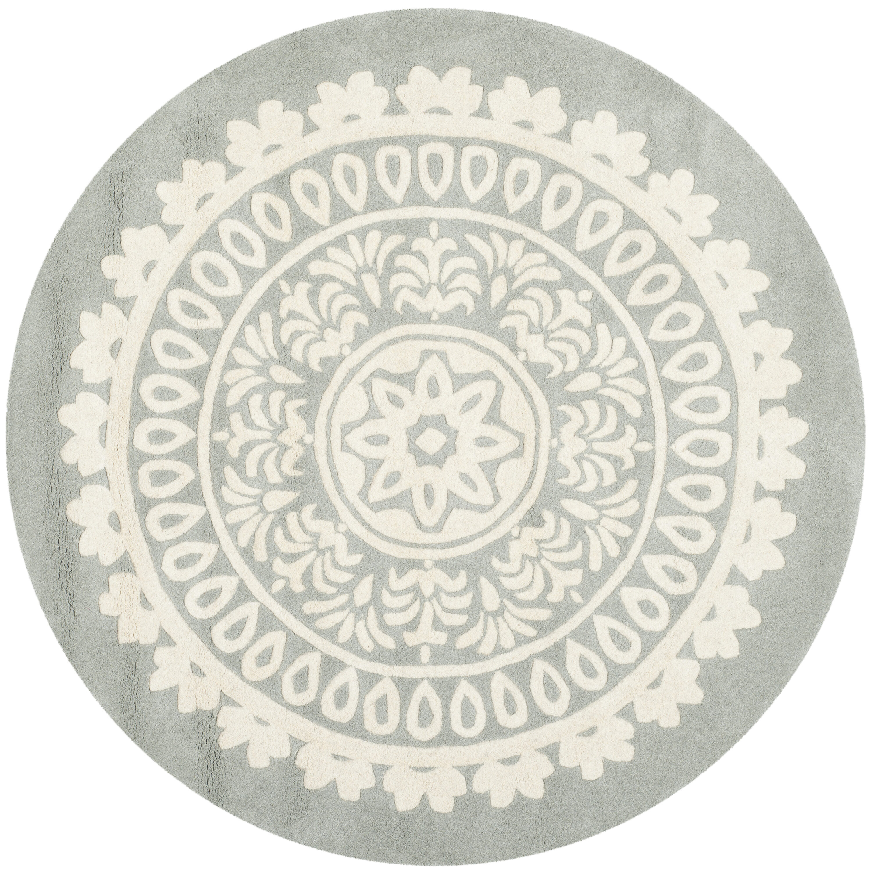 Hand-Tufted Bella Grey 7' Round Wool Area Rug