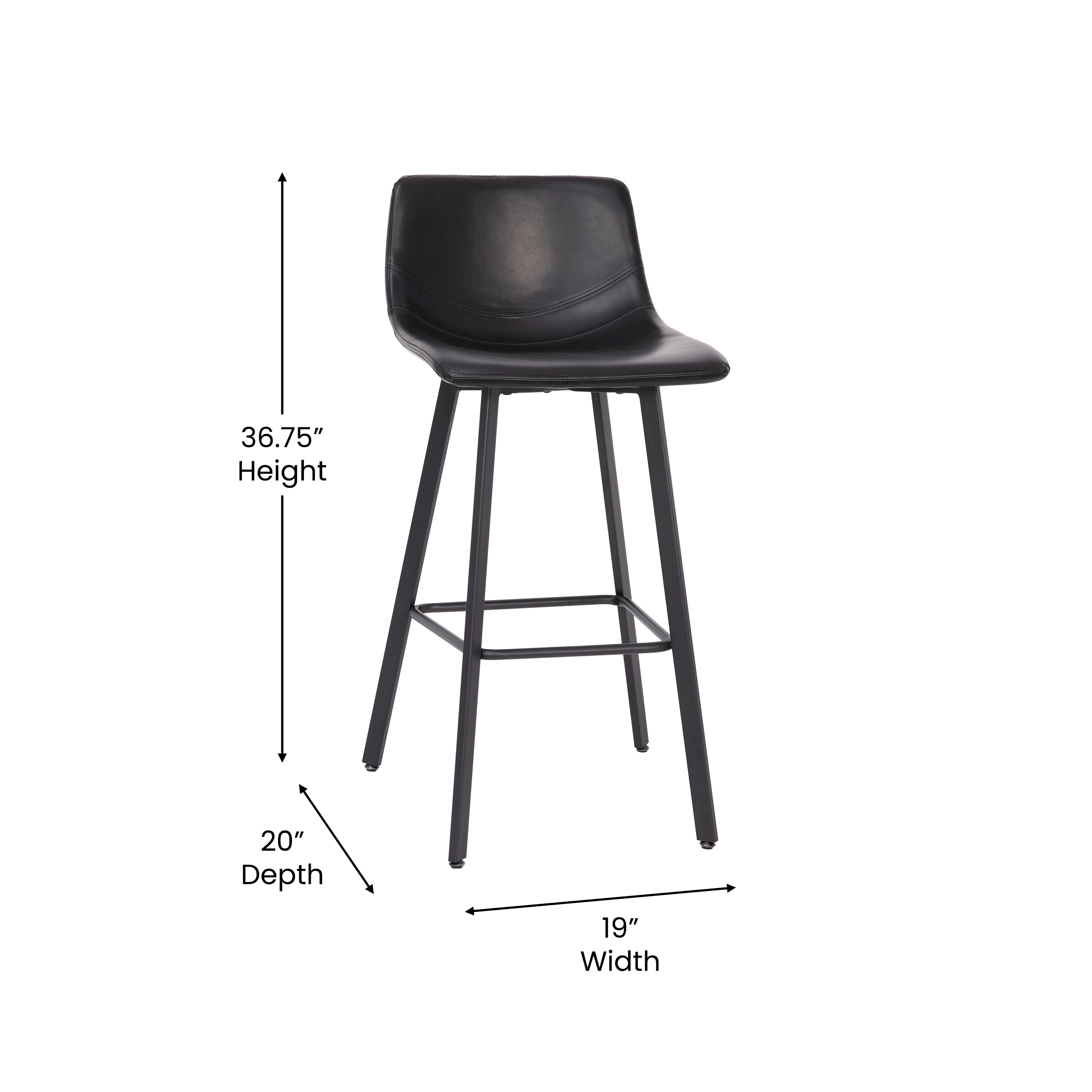 Black Faux Leather and Metal Counter Stool Set