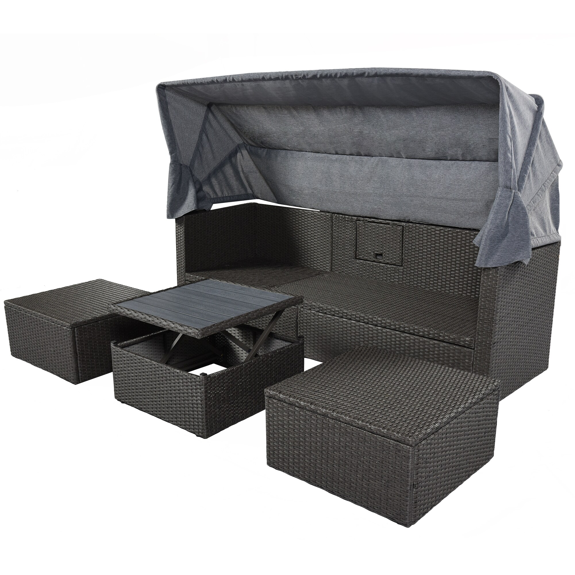 LIVIZA GGJOU005GY 4 -Piece Wicker Patio Sofa Conversation Set with Gray Cushions