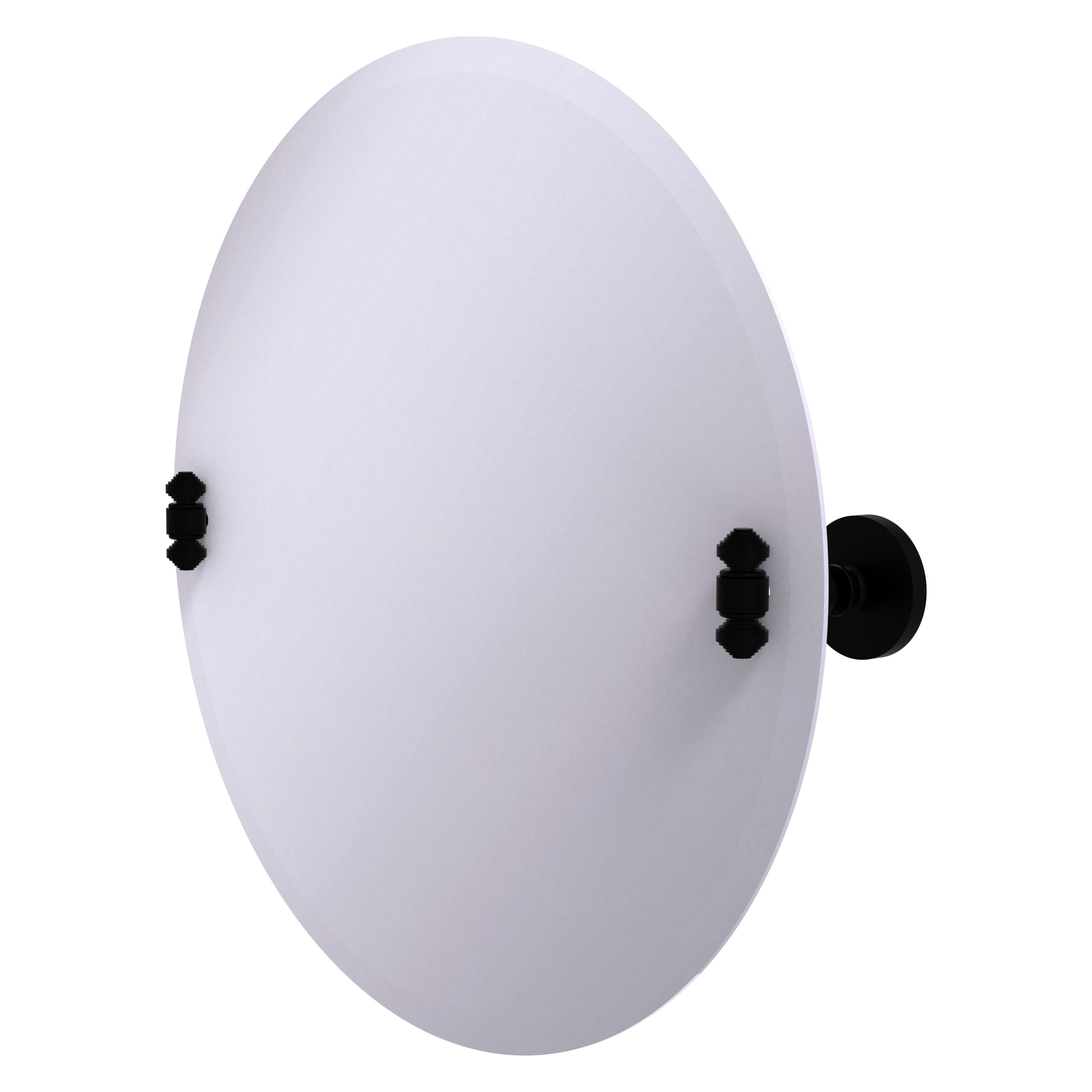 Allied Brass SB-90-BKM Southbeach 22-Inches x 22-Inches Beveled Frameless Round Tilting Bathroom Vanity Mirror ( Matte Black )
