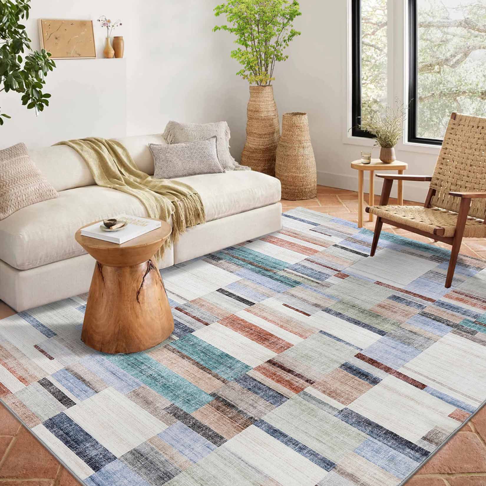 Garvee YXY-LO-PHO-13FUJC3E 5 x 7 (ft) Loomed Polyester Multicolor Rectangular Indoor Geometric Mid-Century Modern Machine washable Area rug