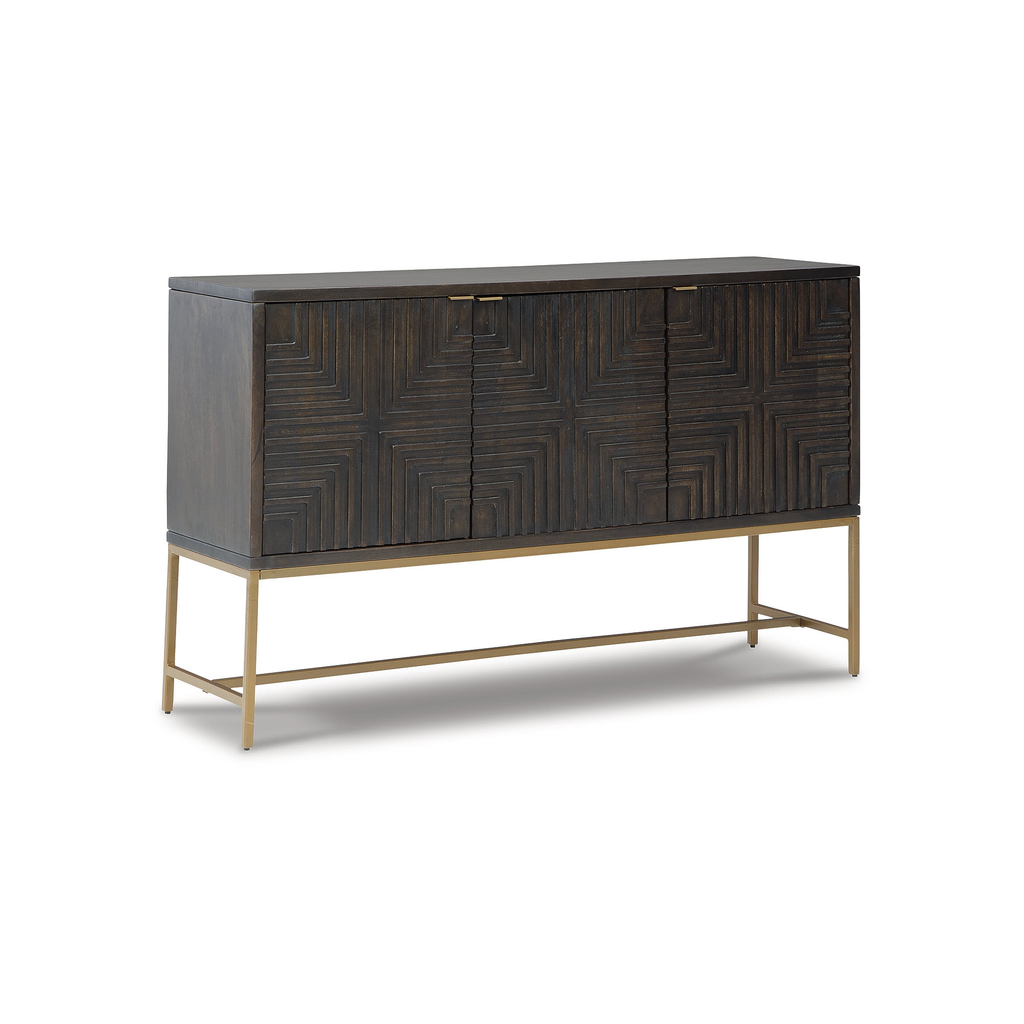 Signature Design by Ashley A4000316 Elinmore Brown Gold Accent Cabinet with 3 Doors and Cord Management