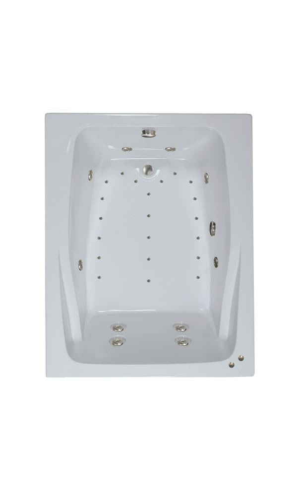 WaterTECH C6048 WHITE Designer 47.75-in x 59.75-in White Acrylic Rectangular Drop-in Whirlpool and air bath combination tub ( Reversible Drain )
