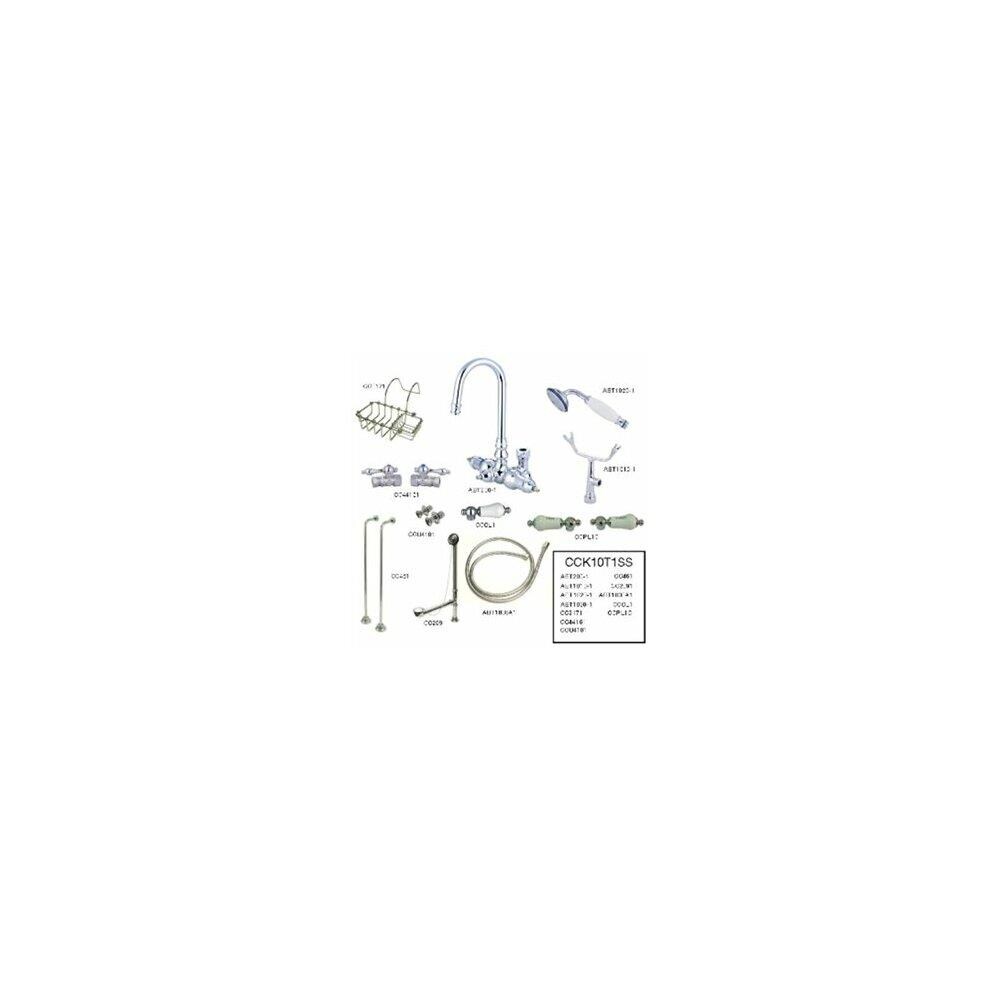 Kingston Brass KING12289 Vintage Wall Mount Gooseneck Clawfoot Tub Filler with Shower Mixer Kit in Polished Chrome