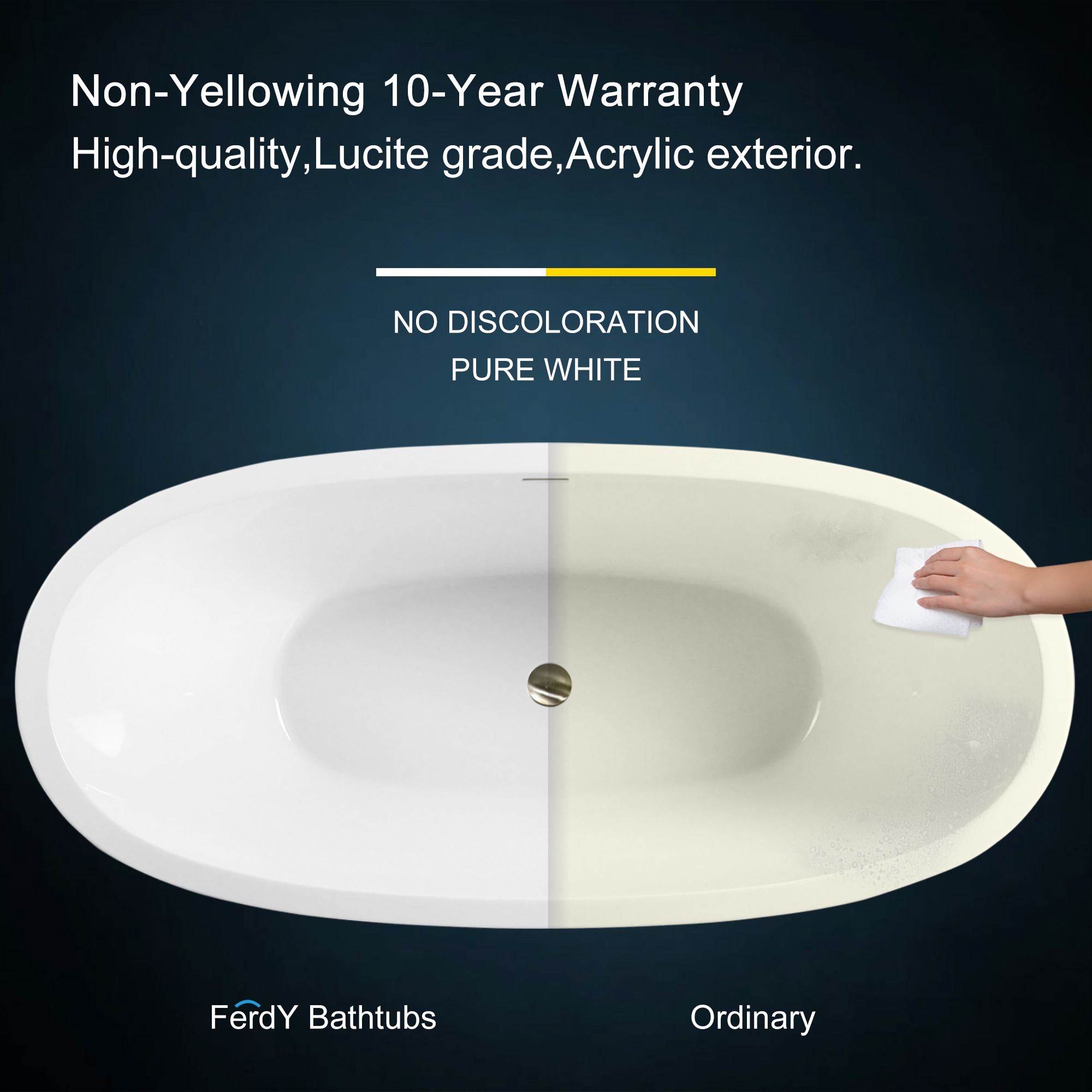 Naha 67" Glossy White Acrylic Freestanding Soaking Bathtub