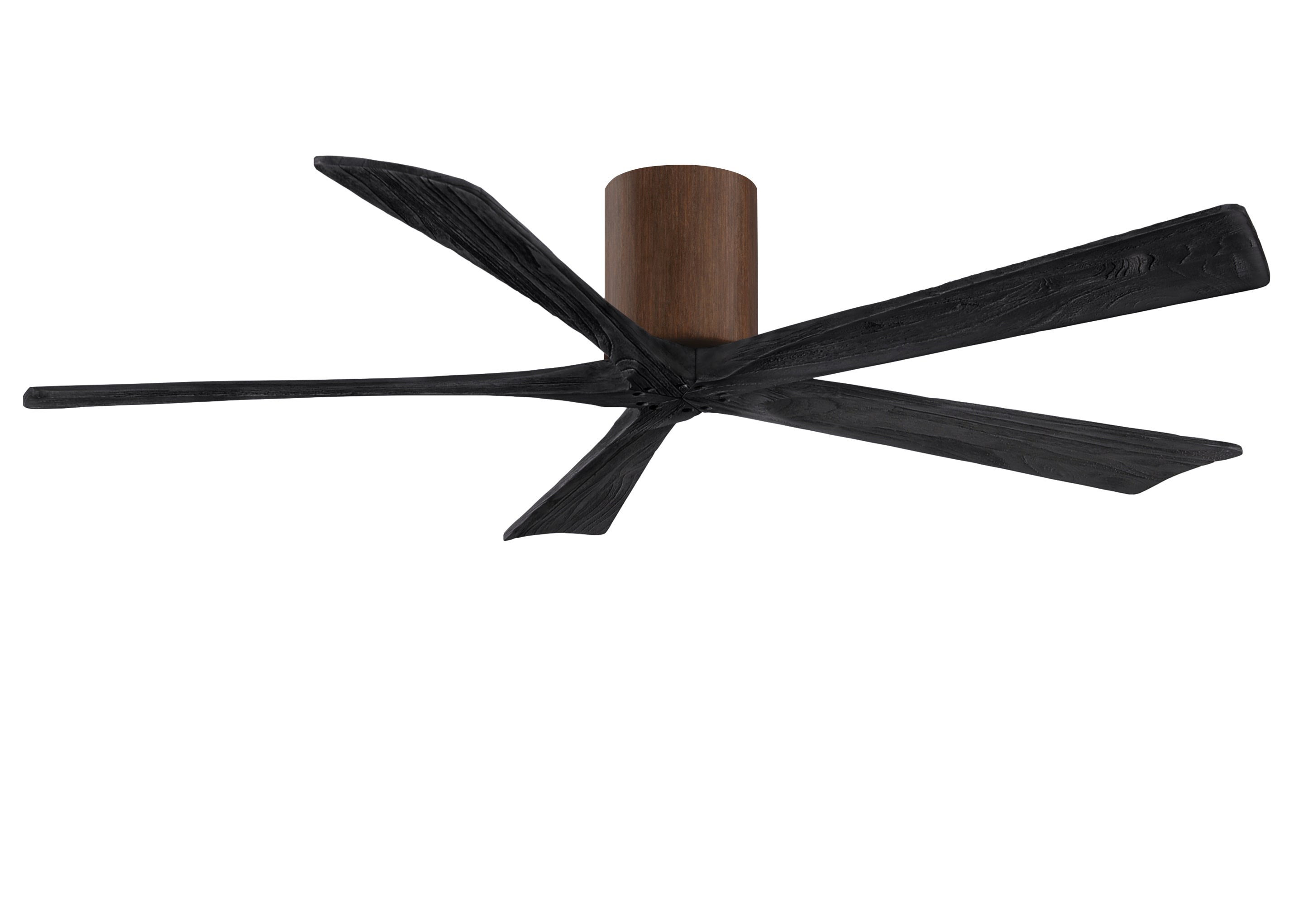 Matthews Fan Company IR5H-WN-BK-60 Irene-5H 60-in Outdoor Flush Mount Walnut with Matte Black Blades Ceiling Fan Without Light - Remote Included ( 5 -Blade )