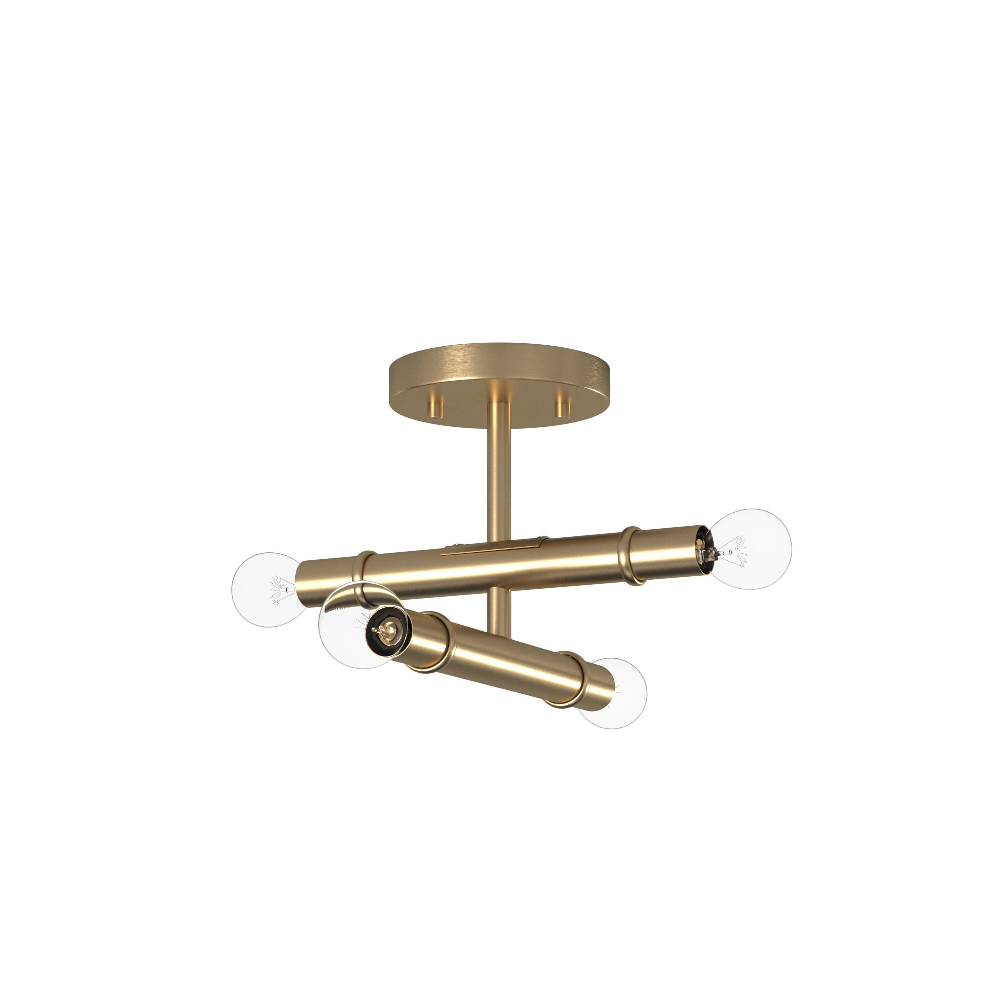 Emmett Mid-Century Modern 12" Semi-Flush Mount in Old Satin Brass