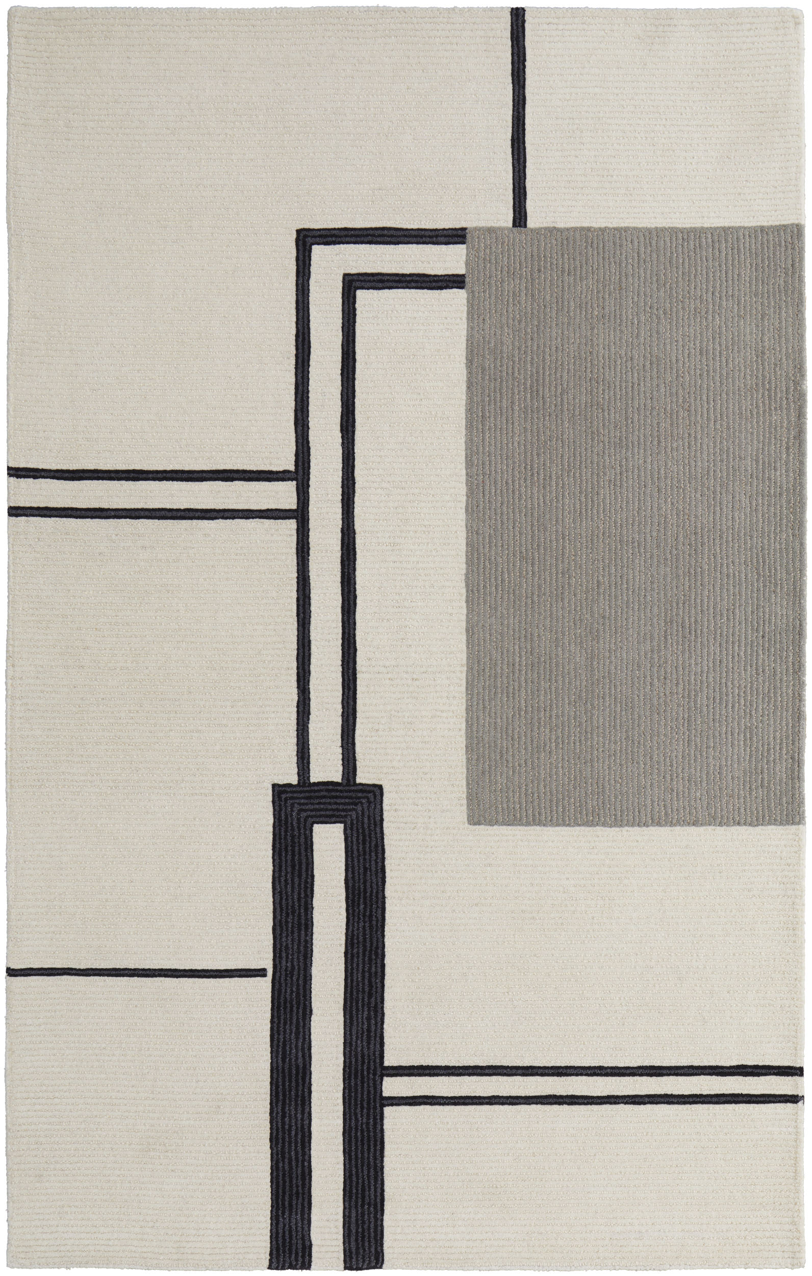 Room Envy MGRR8899IVYGRYJ00 12 x 15 (ft) Tufted Wool Ivory/Gray/Black Rectangular Indoor Abstract Area rug