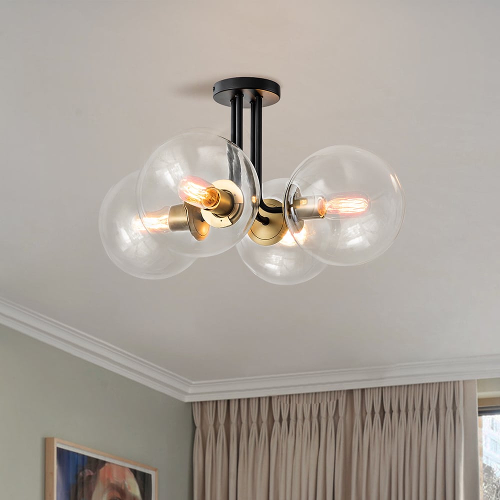 EDISLIVE Y81010000044618 Lueck 4 -Light 24-in Black Semi Flush Mount Light