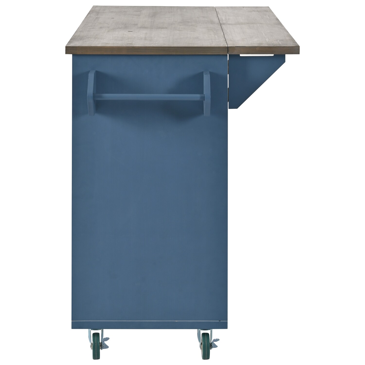 Bybafun Blue MDF Base with MDF Wood Top Rolling Kitchen Cart (25.7-in x 51.6-in x 36.7-in) | YB2600081
