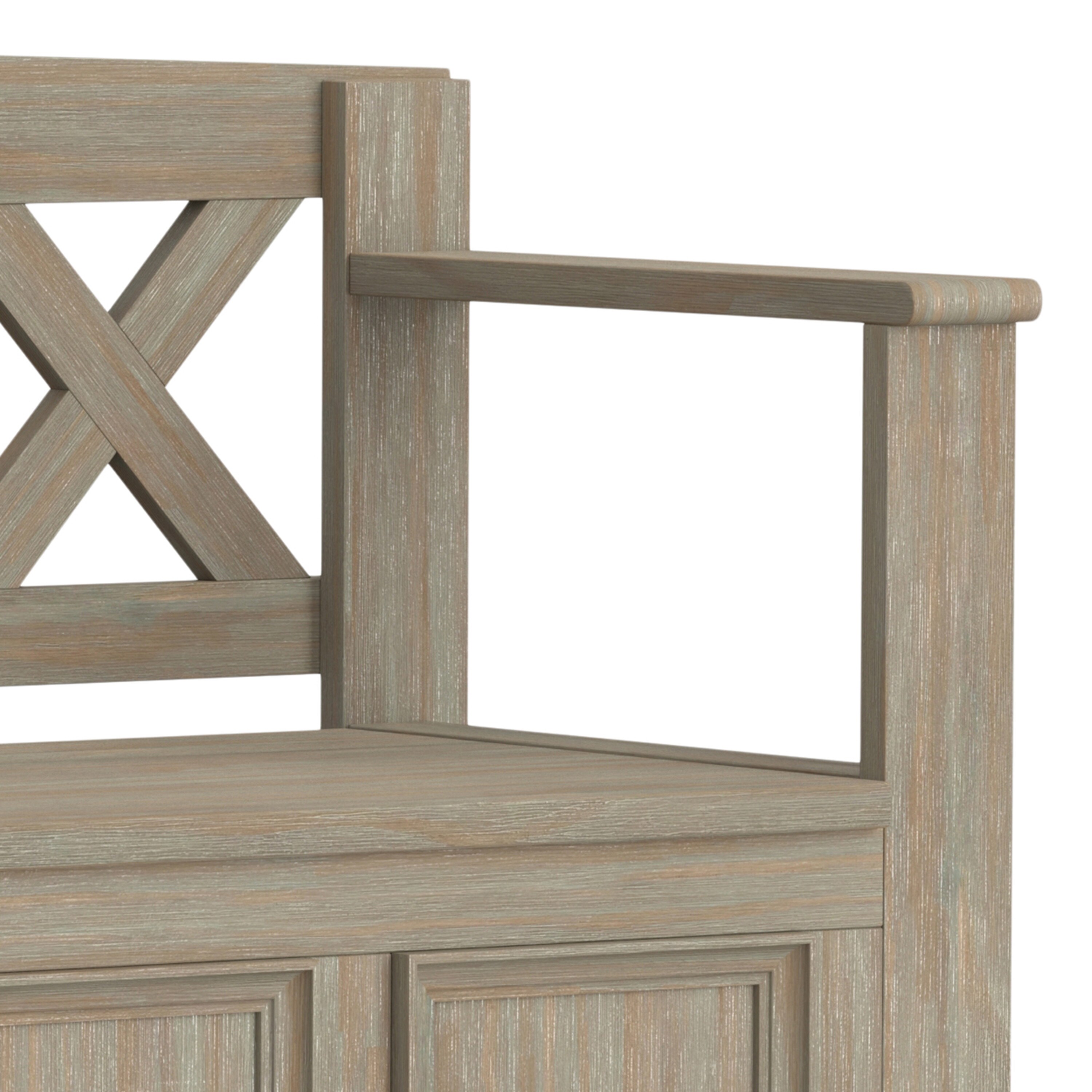 Amherst Solid Wood Distressed Grey Entryway Storage Bench
