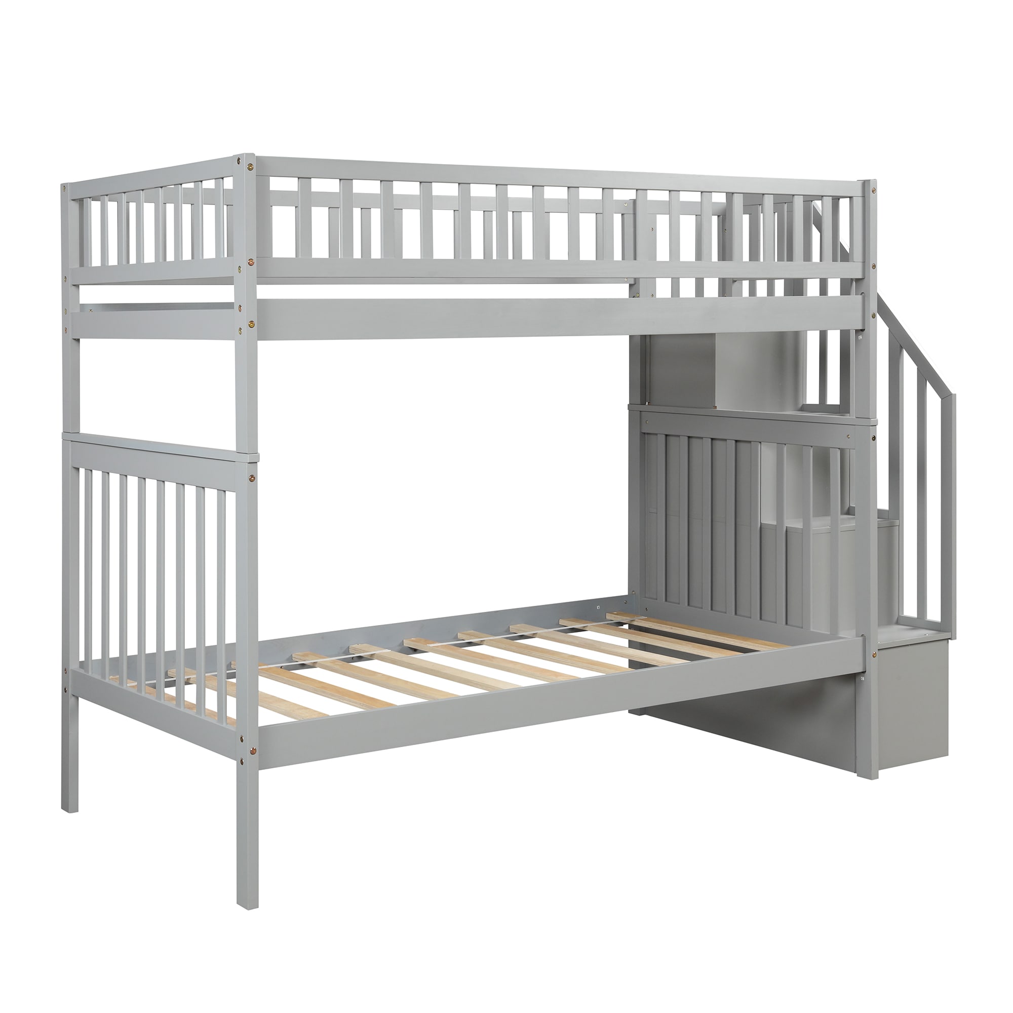 Sumyeg Twin over twin bunk bed Gray Twin Over Twin Bunk Bed in the Bunk ...