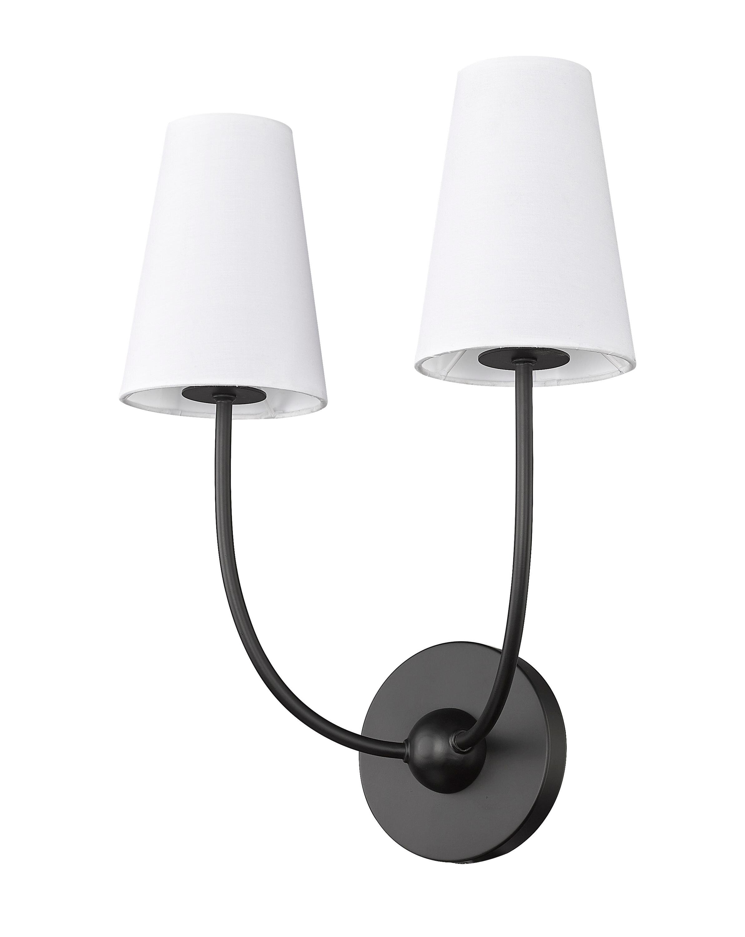 Matte Black and White 2-Light Wall Sconce