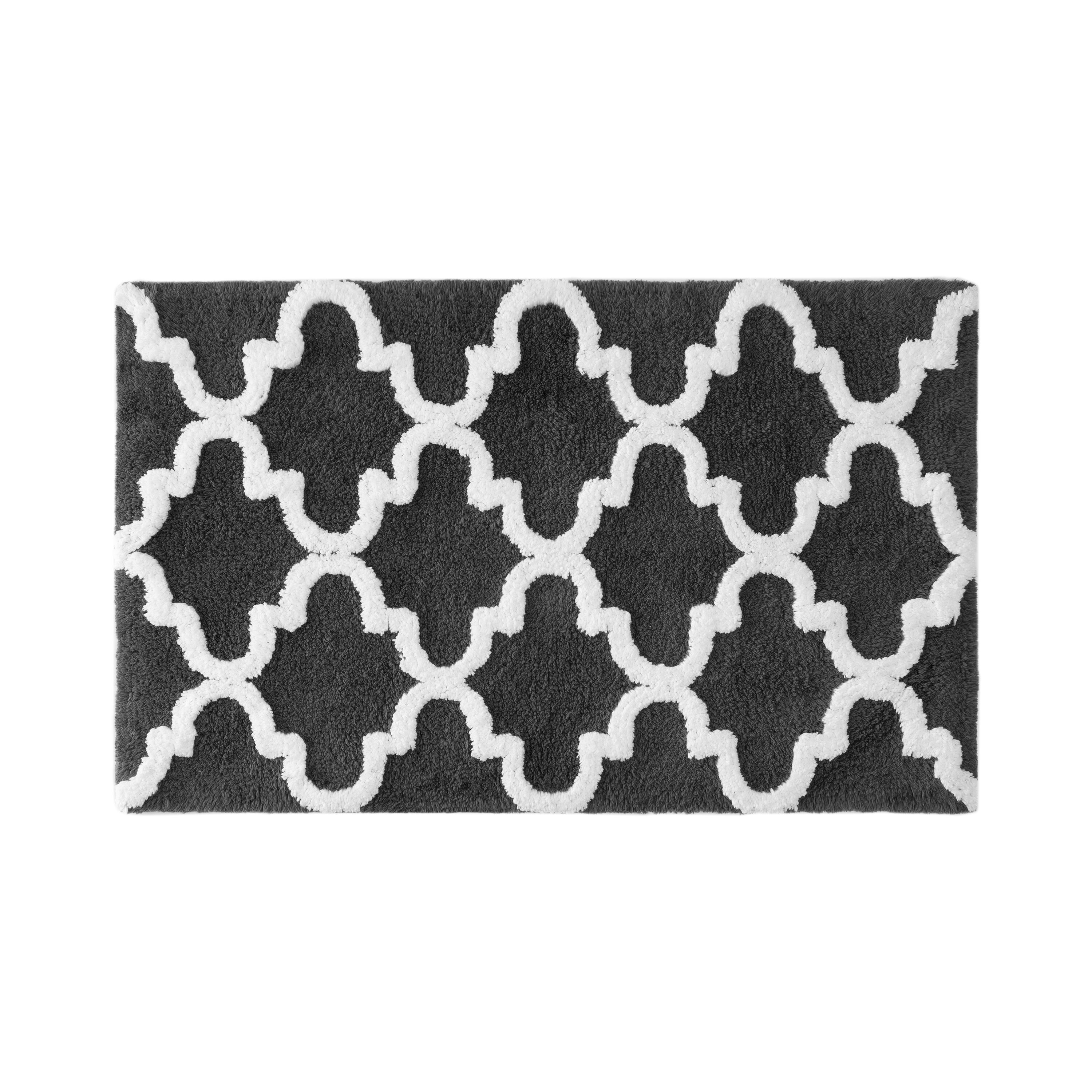 MH LONDON MH-BR-1018 Bath Mats 21-Inches x 34.00-Inches Grey and White Cotton Bath mat