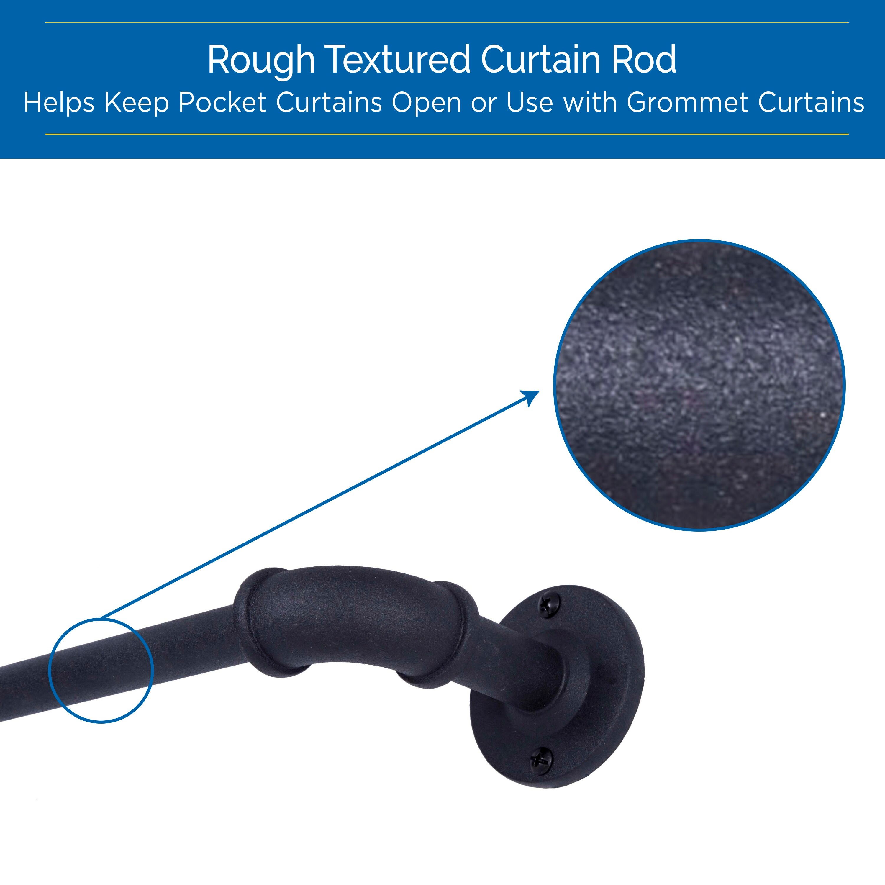 Matte Black Adjustable Industrial Curtain Rod 66-120"